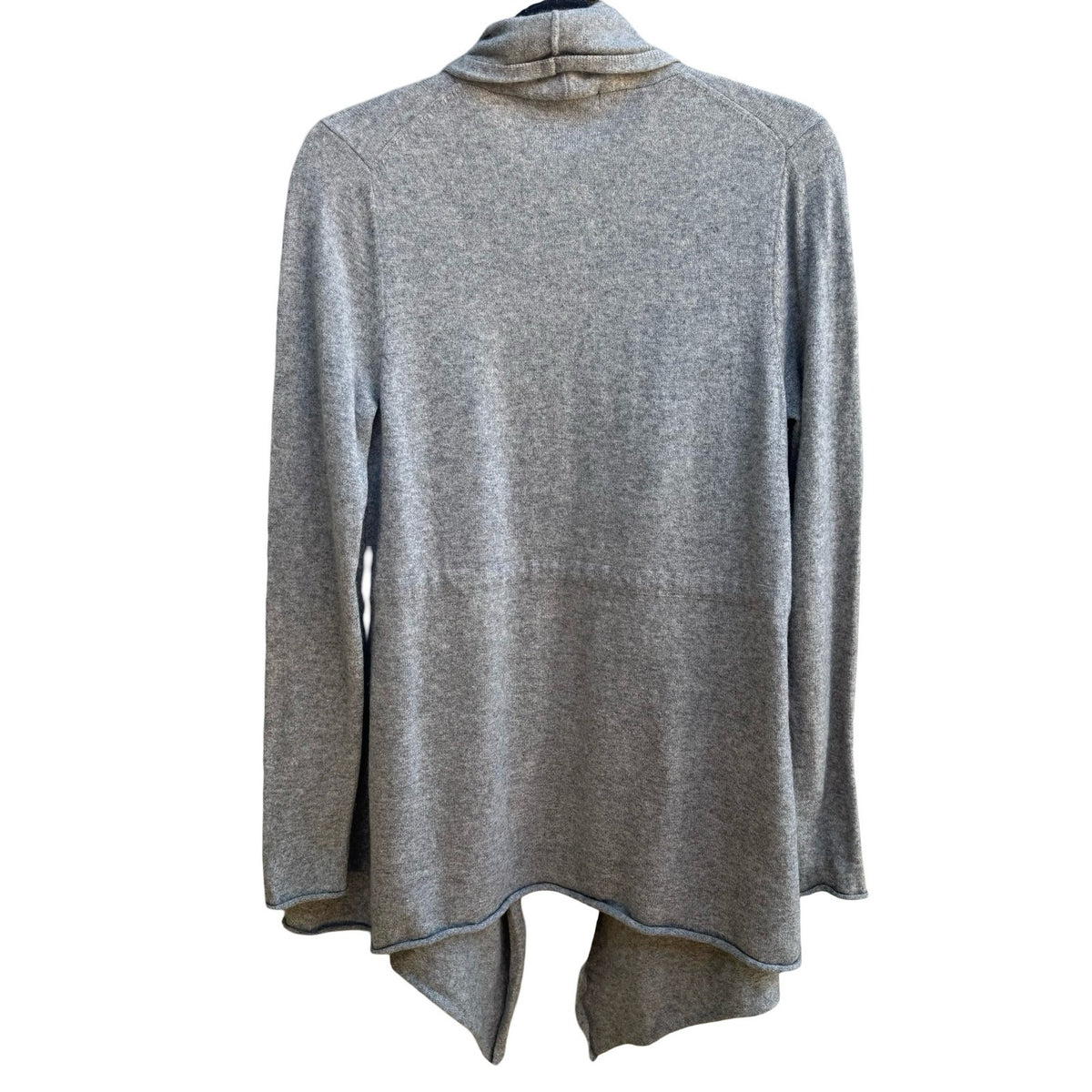 Evelyn 100% Cashmere Minimalist Layering Cozy Open Front Draped Cardigan Gray M