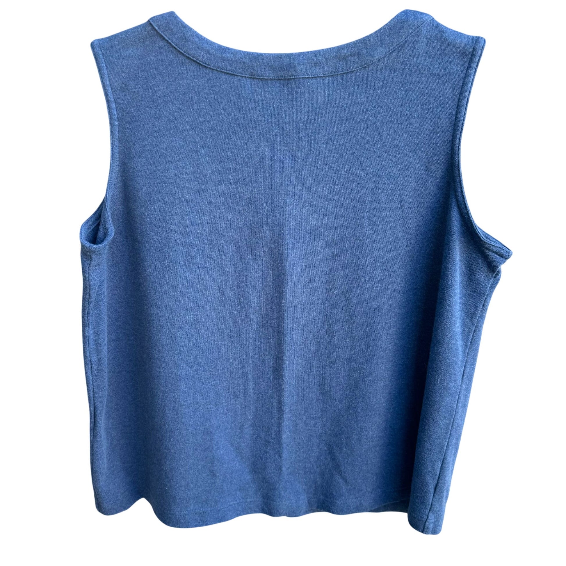 Dianas Essentials Retro Blue Sleeveless Red Floral Design Embroidered Vest Small