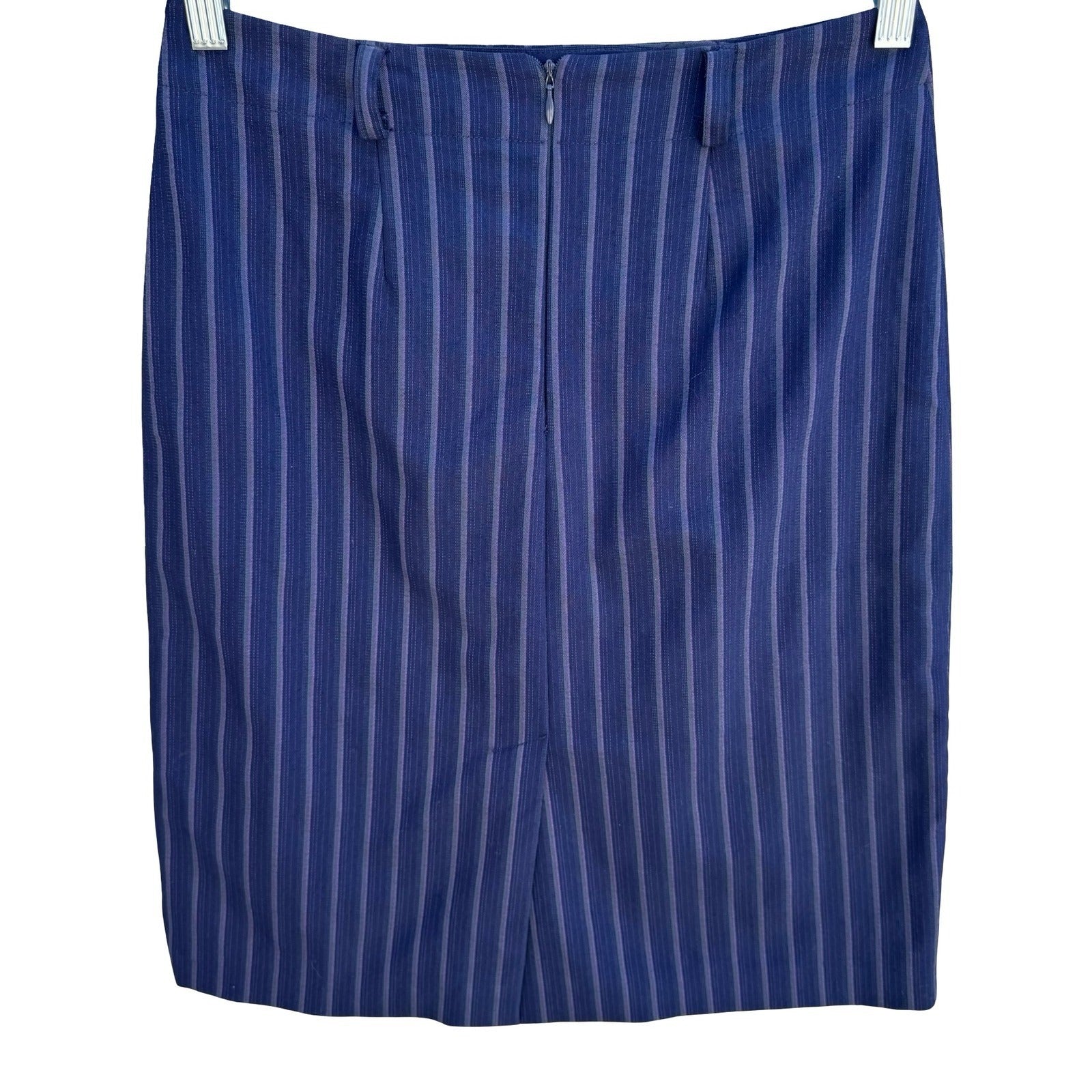 Cynthia Rowley Vintage 90s Y2K Pinstripe Pencil Skirt Tailored Knee Length Blue