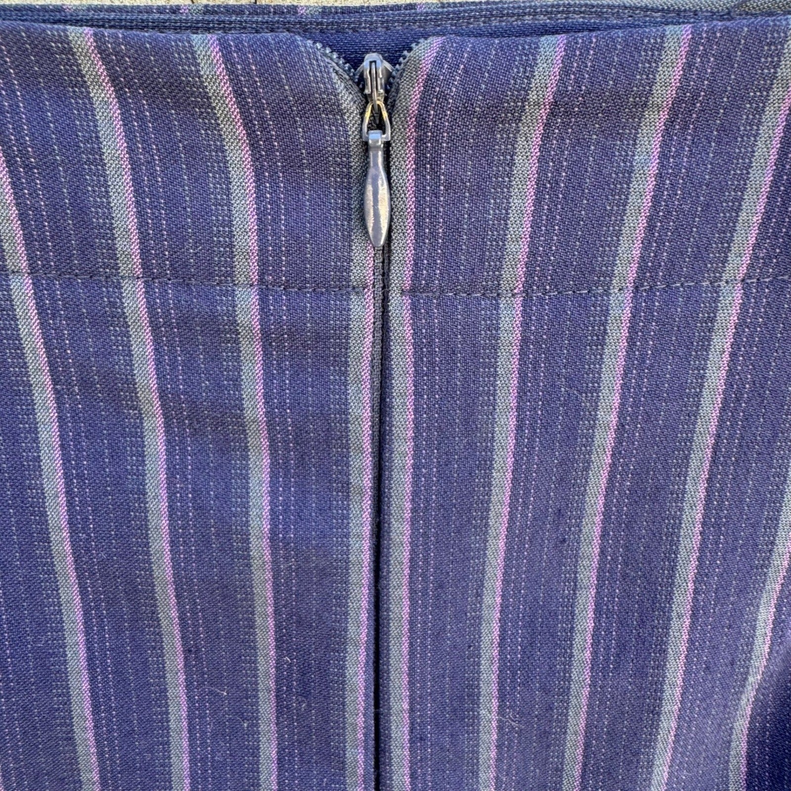 Cynthia Rowley Vintage 90s Y2K Pinstripe Pencil Skirt Tailored Knee Length Blue