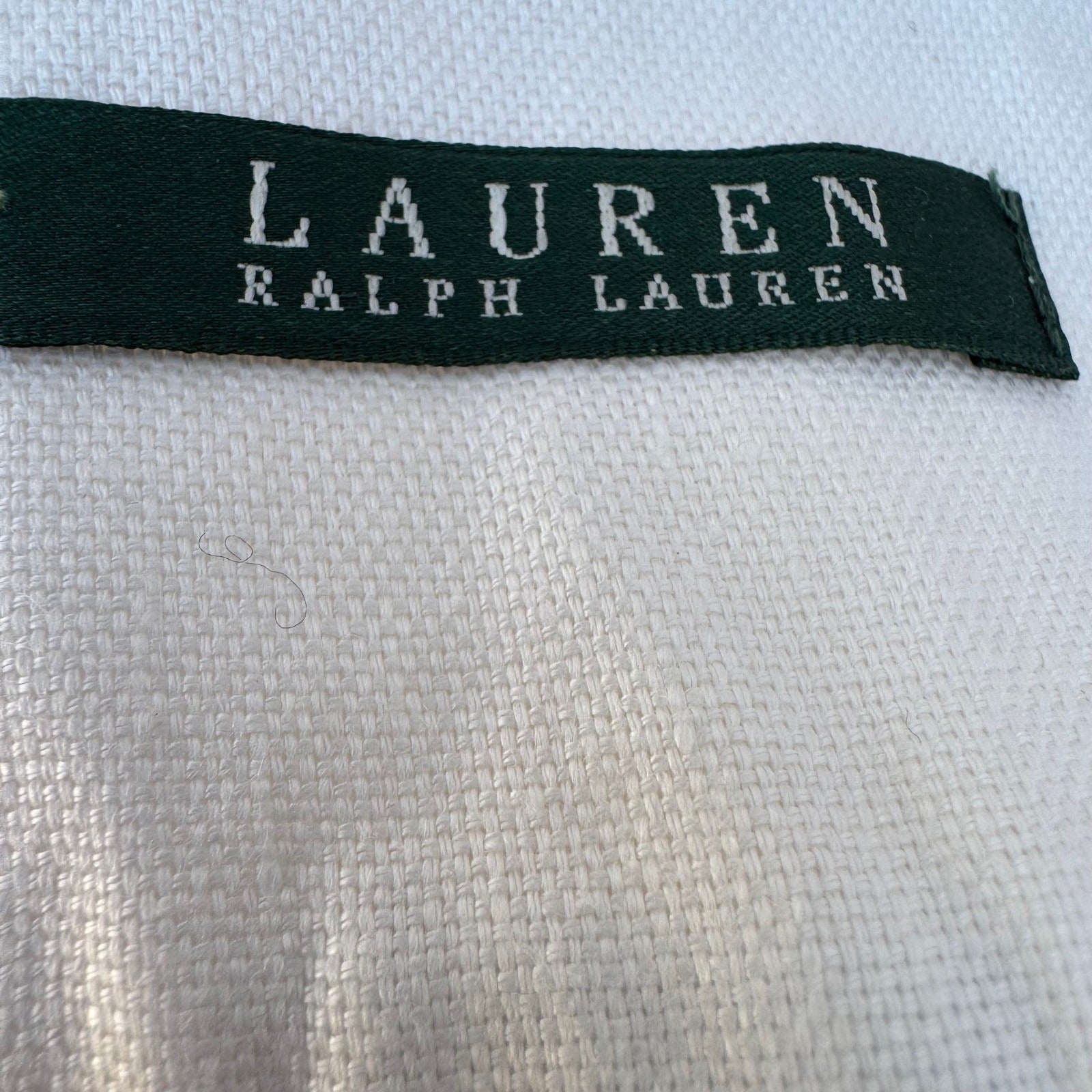 Lauren Ralph Lauren Womens White 100% Linen Wide Leg Trousers Side Zip Size 14