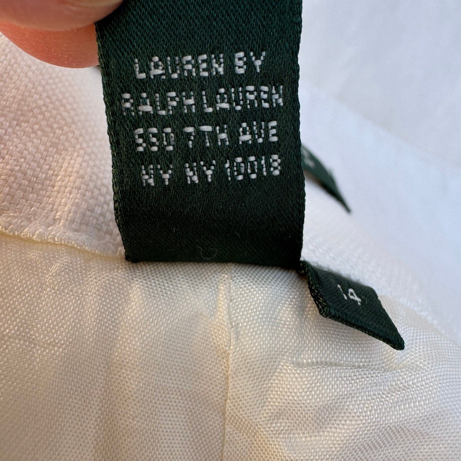 Lauren Ralph Lauren Womens White 100% Linen Wide Leg Trousers Side Zip Size 14