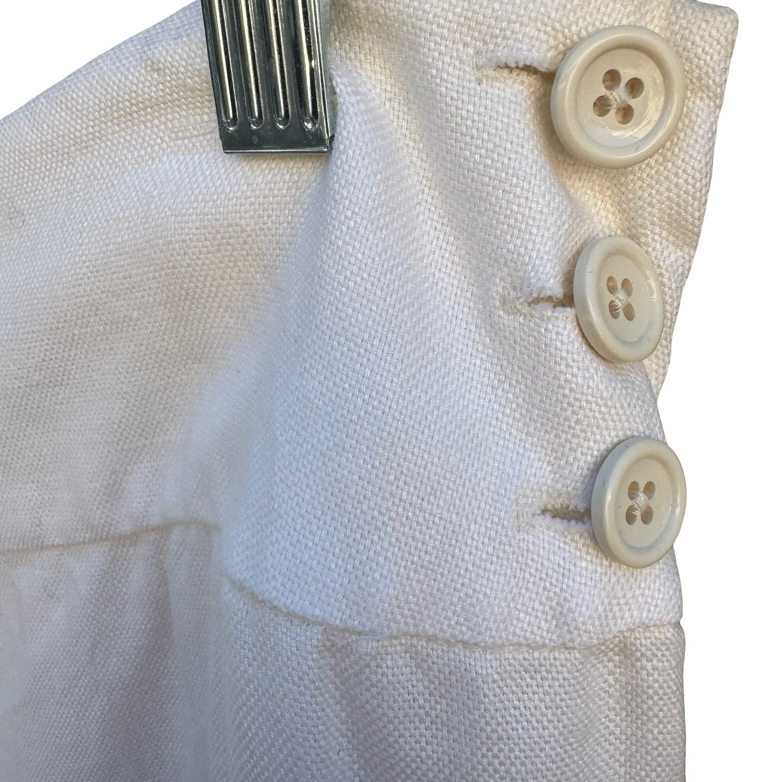 Lauren Ralph Lauren Womens White 100% Linen Wide Leg Trousers Side Zip Size 14