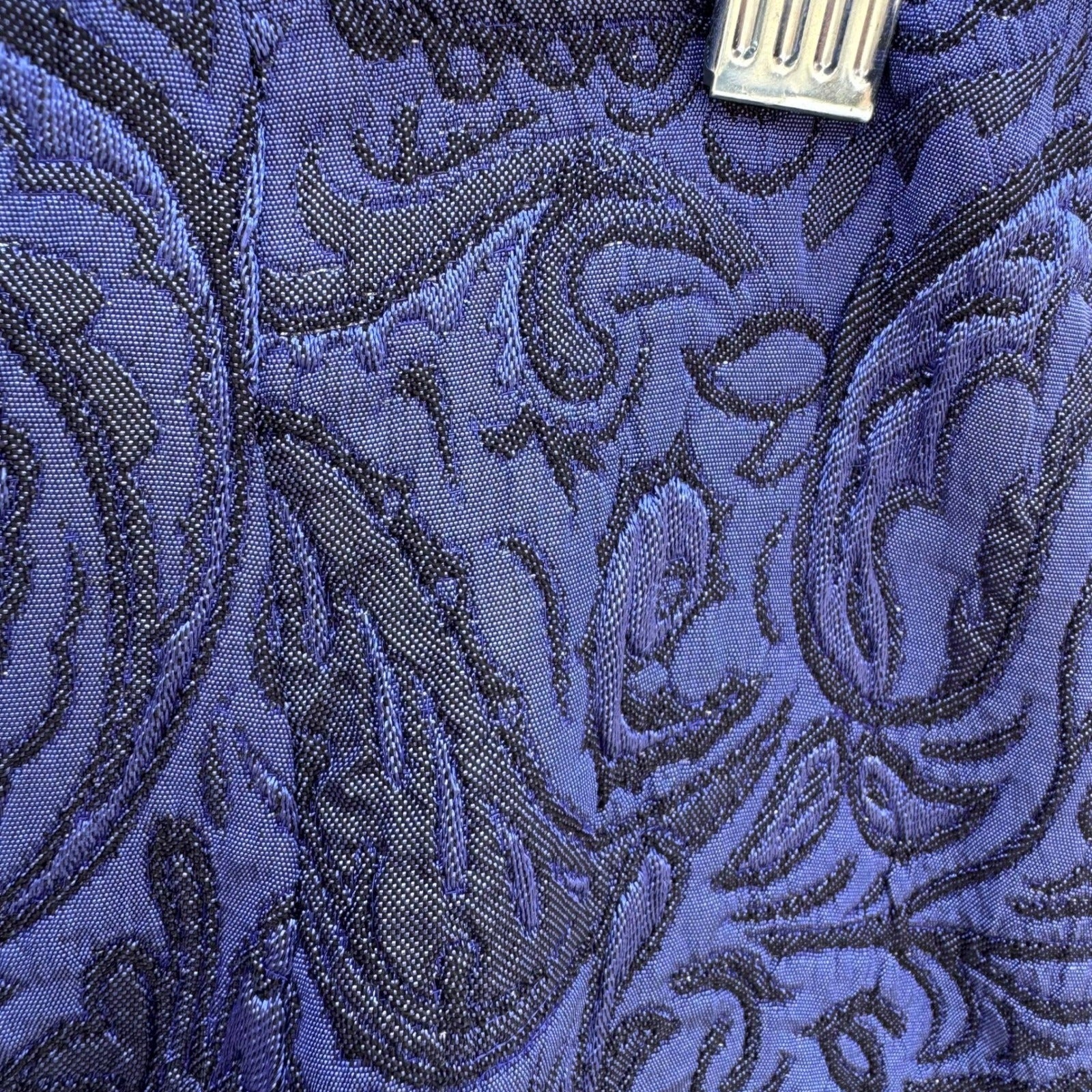 Maggy London Womens Blue Paisley Jacquard 2 Piece Skirt Suit Set Size 10 Vintage