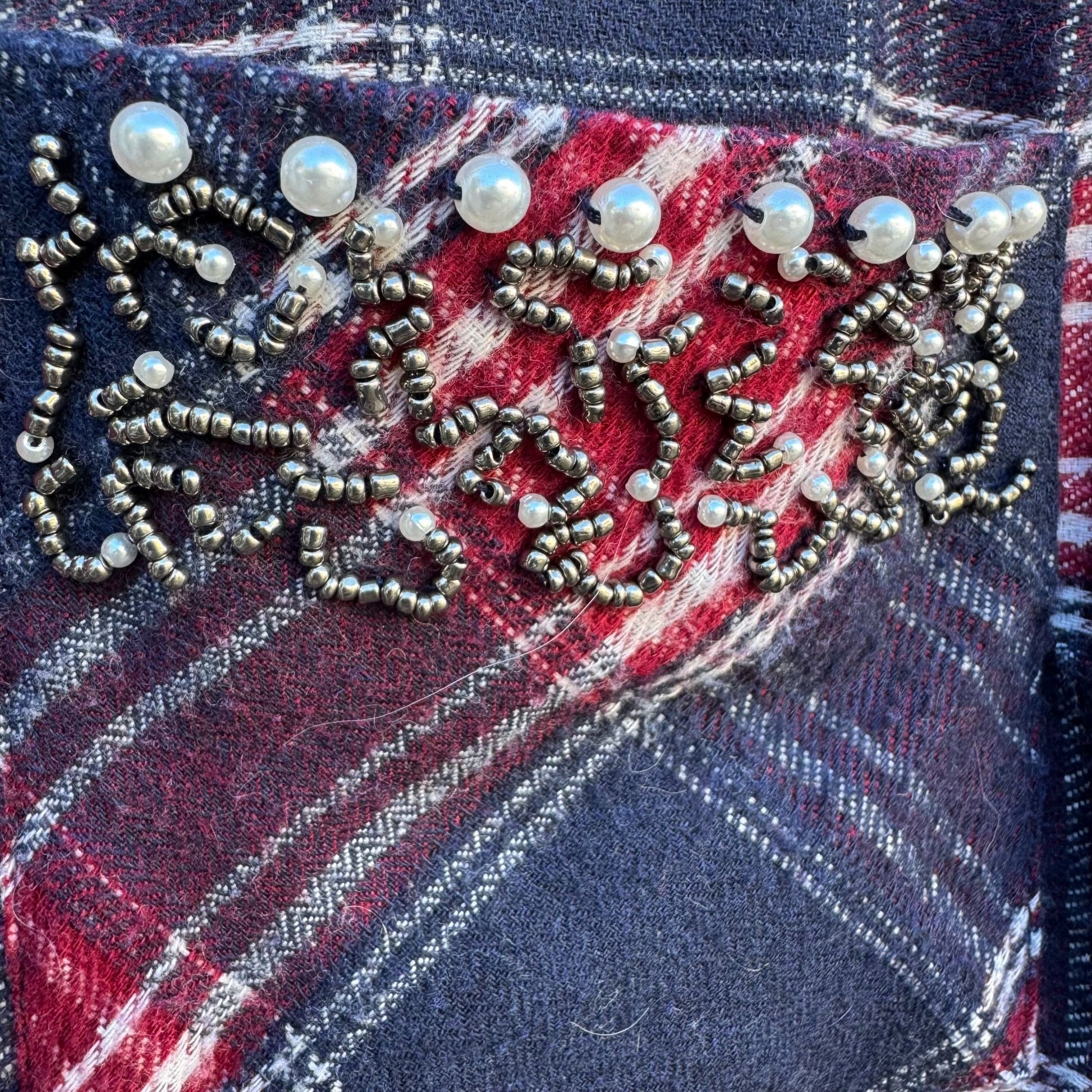 LaBellum Hillary Scott Womens Plaid Button Snap Western Rhinestone Pearl Shirt S