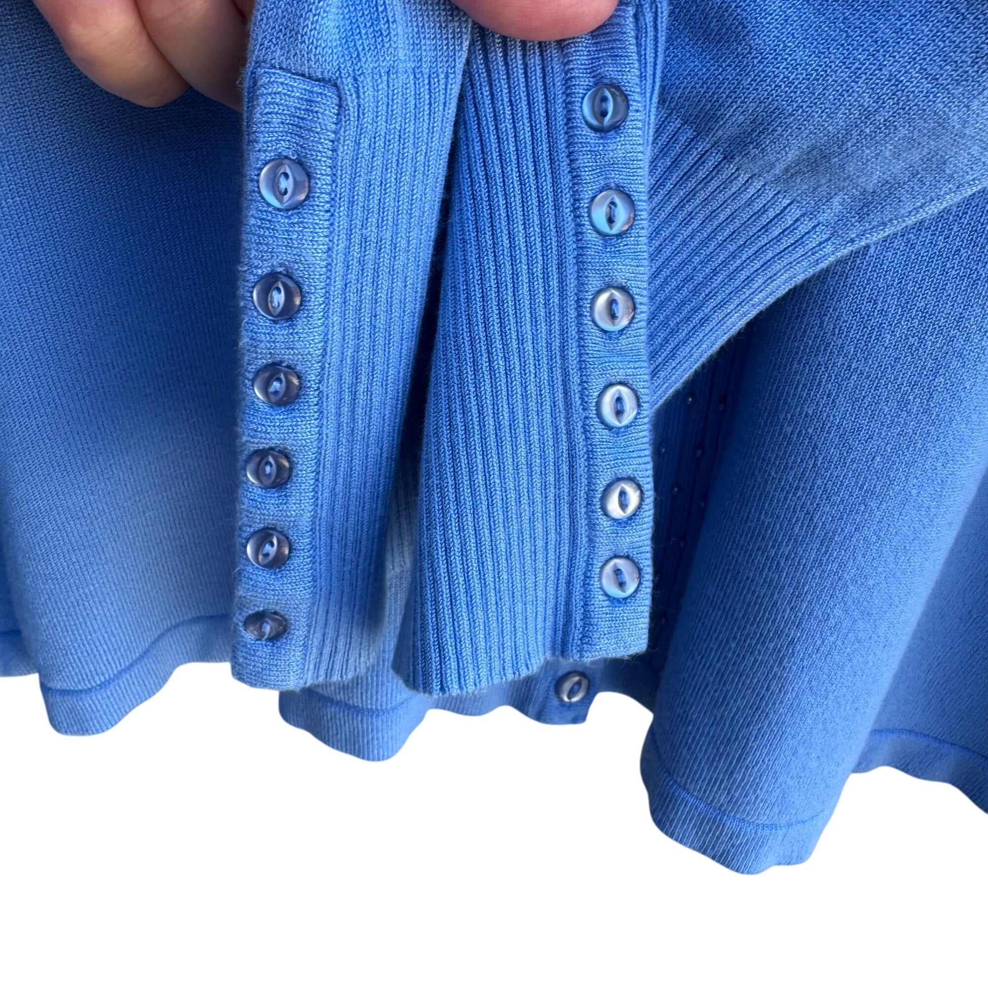 Maggie Barnes Womens Blue Button-Front Knit Beaded Long Sleeve Cardigan Sweater 2X