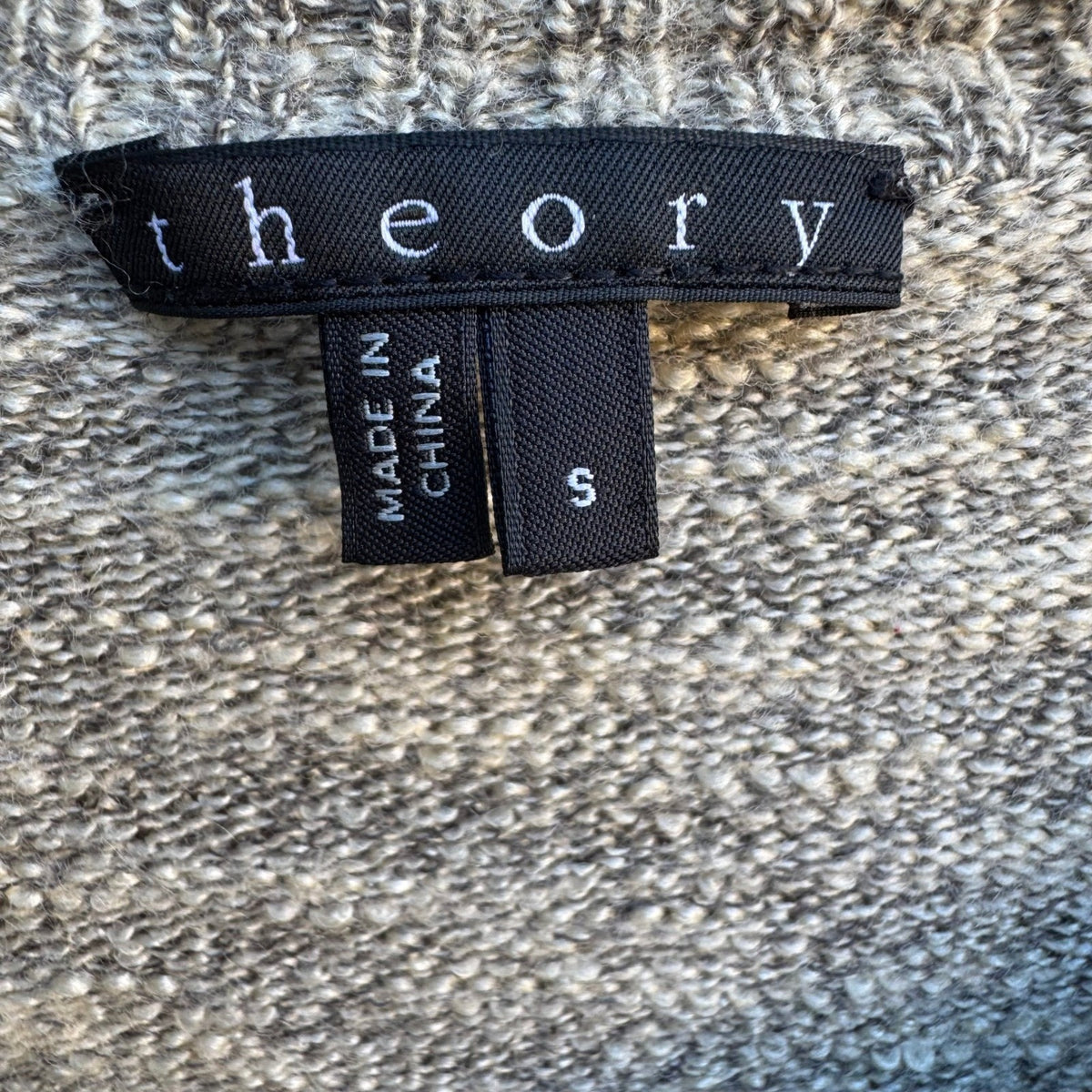 Theory Erec Scape Minimalist Silk Wool Blend Marled Crewneck Sweater Grey S