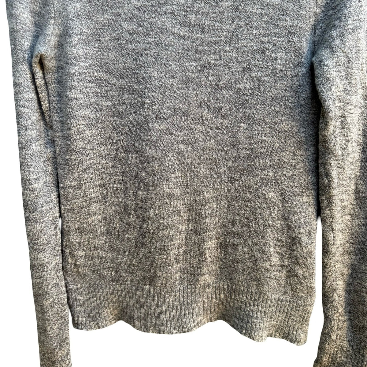 Theory Erec Scape Minimalist Silk Wool Blend Marled Crewneck Sweater Grey S