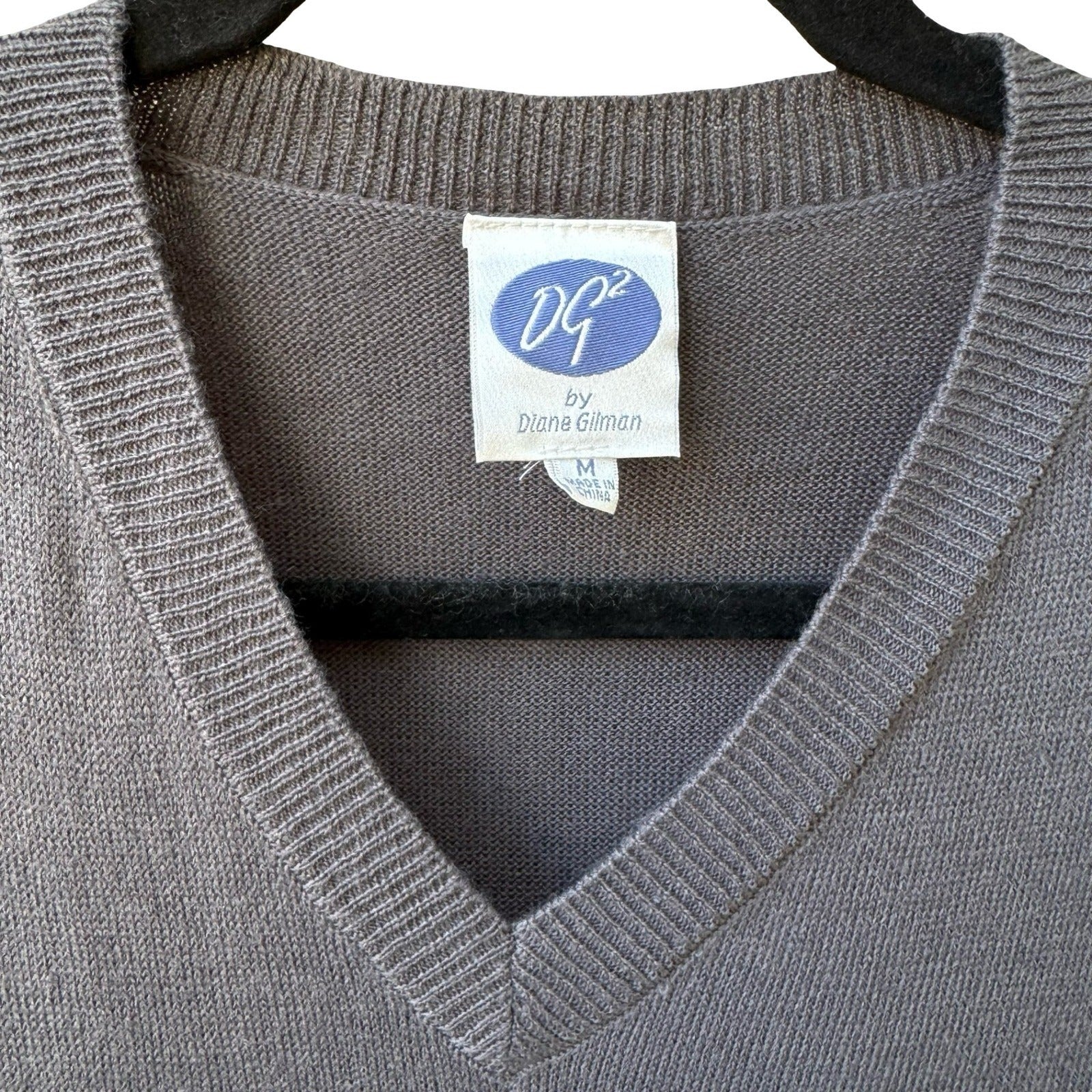 Diane Gilman Cat Lover Sequin Feline Sparkly Glam Oversized Tunic Sweater Grey M