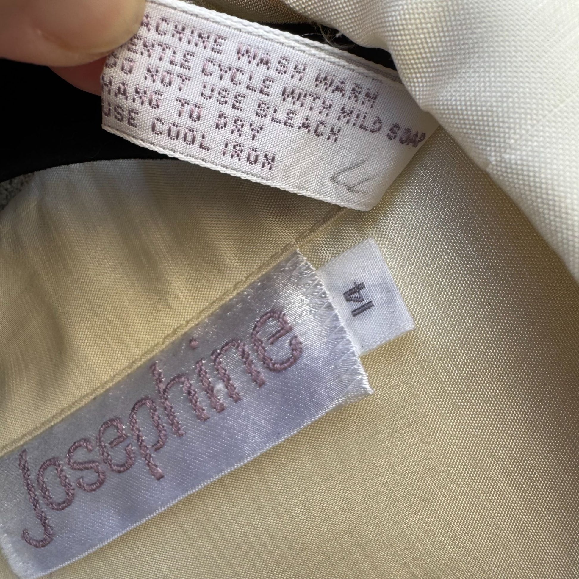 Josephine Vintage Womens Cream Poly Shantung Button-Up Roll Tab Sleeve Blouse 14