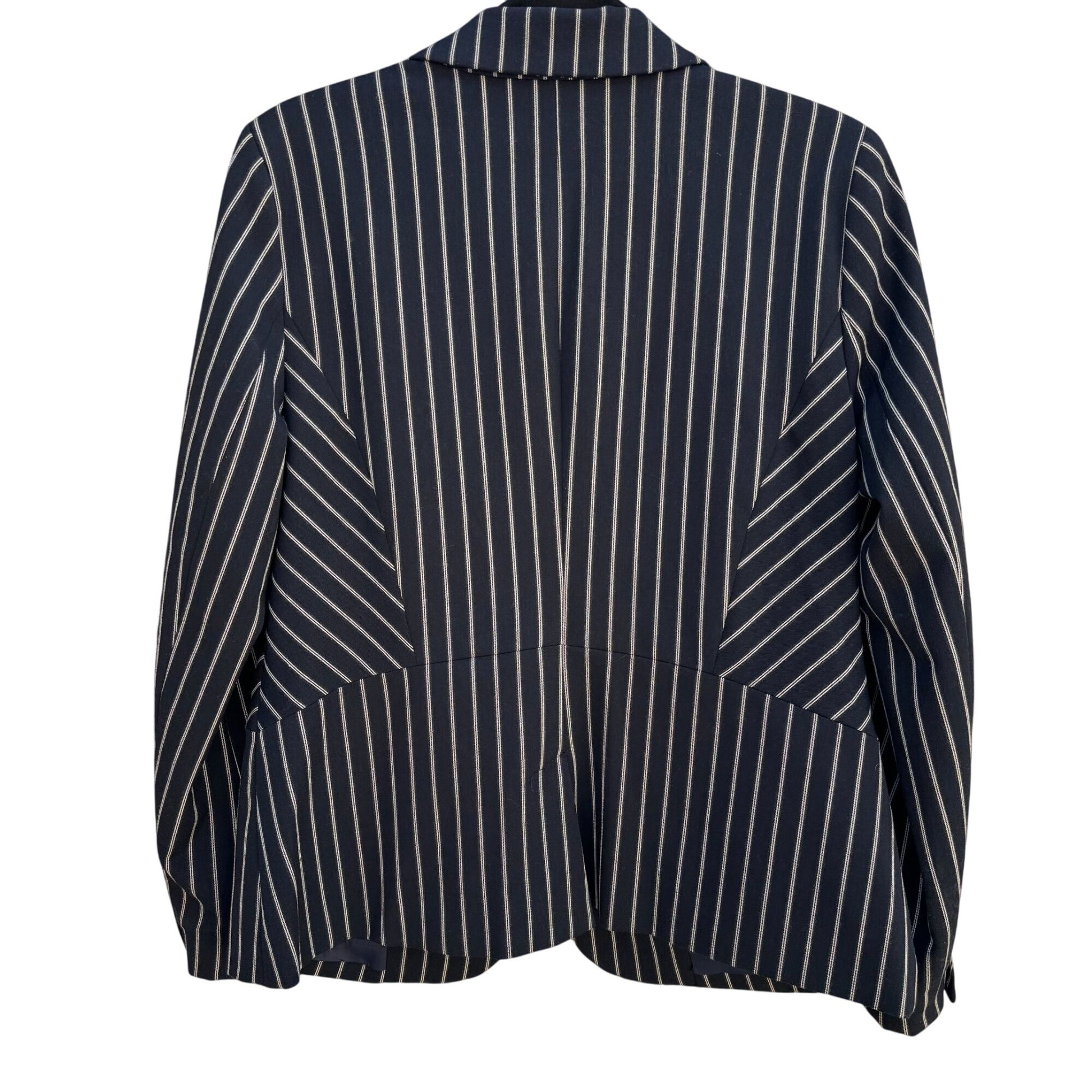 7th Avenue Design Studio Womens Preppy Navy White Pinstripe Blazer Jacket 10