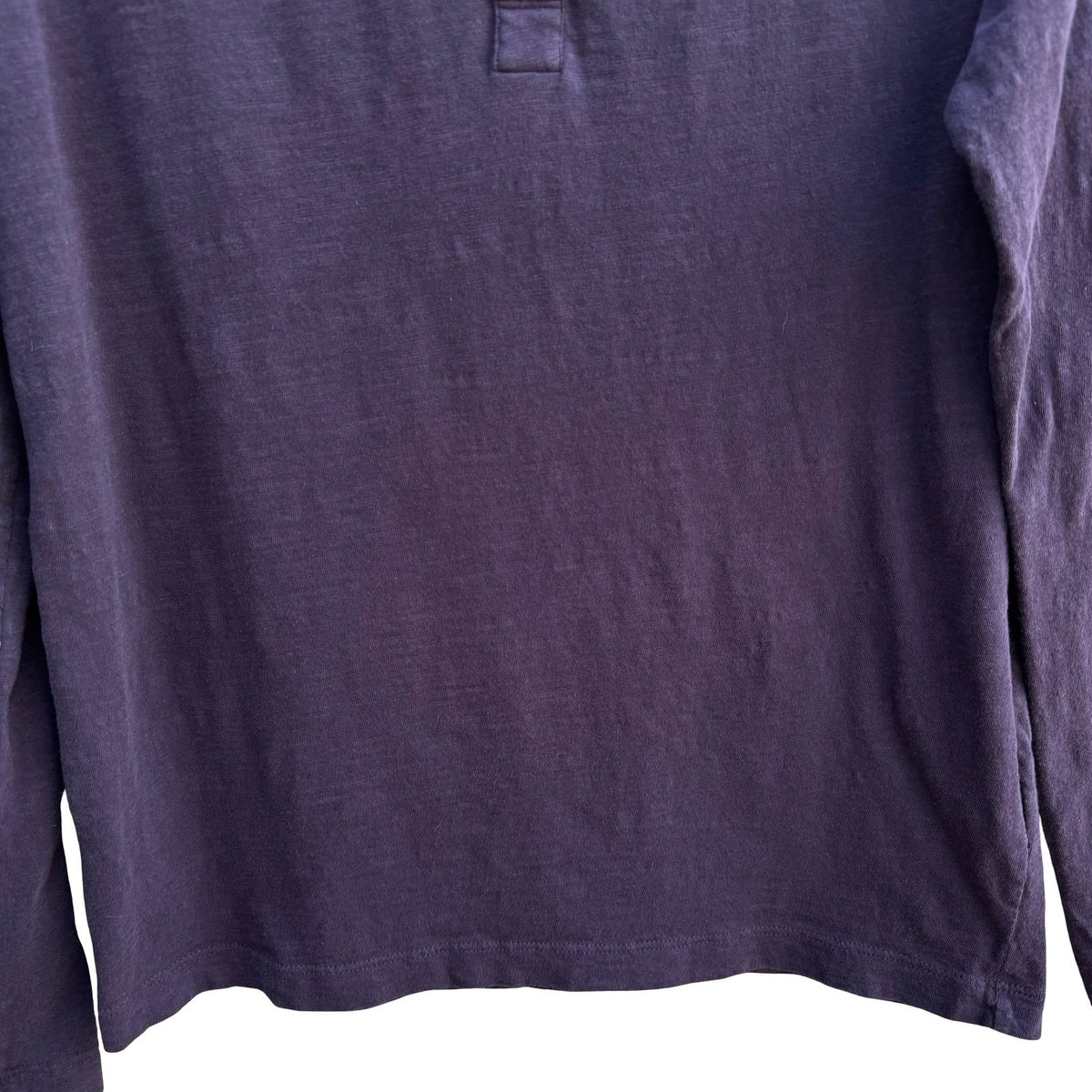 Theory Adrik L Strato Minimalist Layering Slub Cotton Henley Shirt Purple Mens S