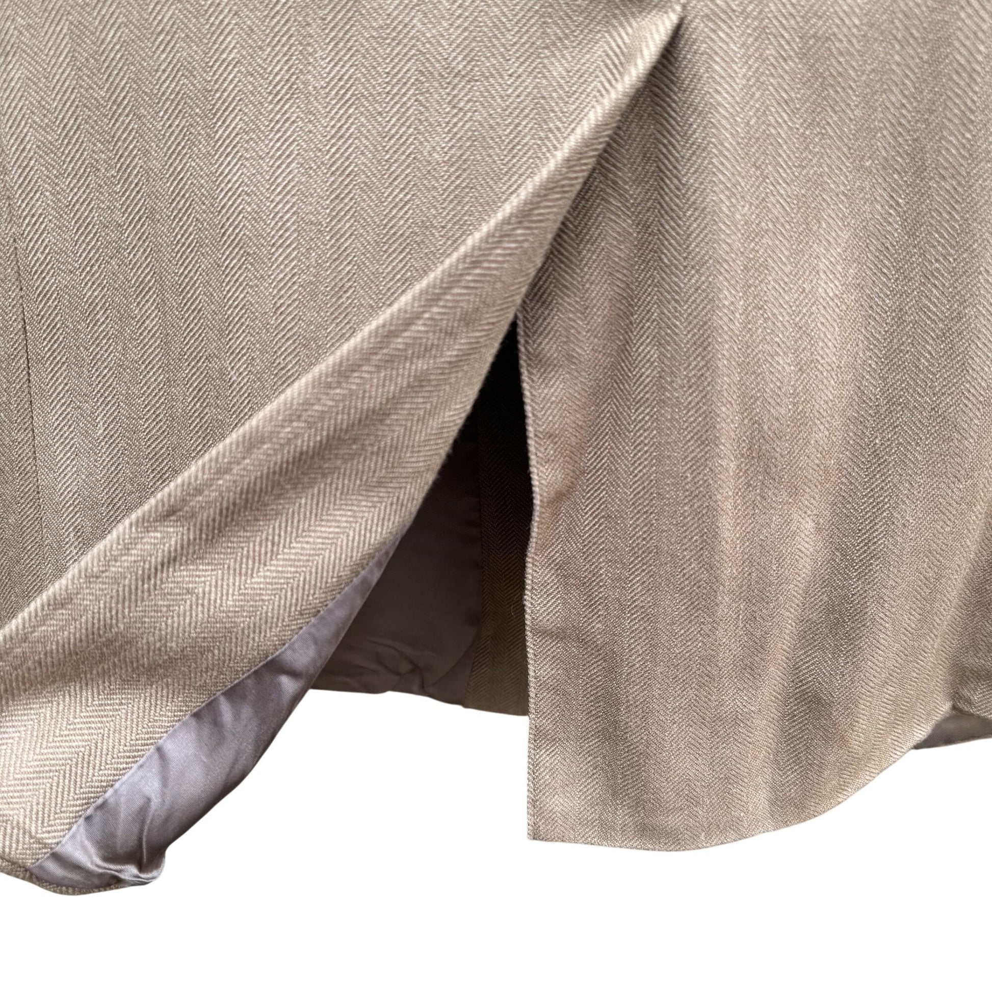 Chaps Ralph Lauren Vintage Mens Tan Herringbone Blazer Silk Classic 2 Button 42R