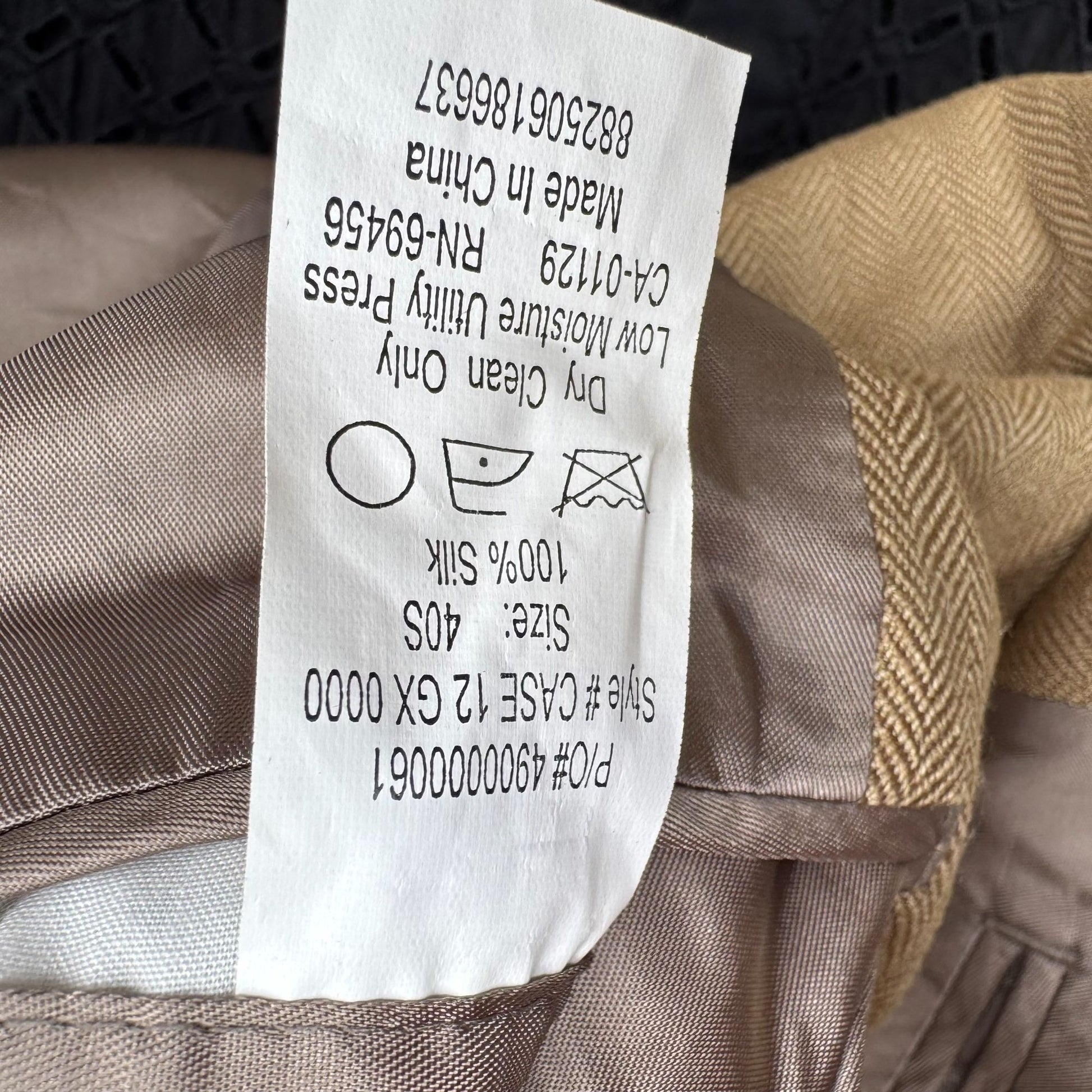 Chaps Ralph Lauren Vintage Mens Tan Herringbone Blazer Silk Classic 2 Button 42R