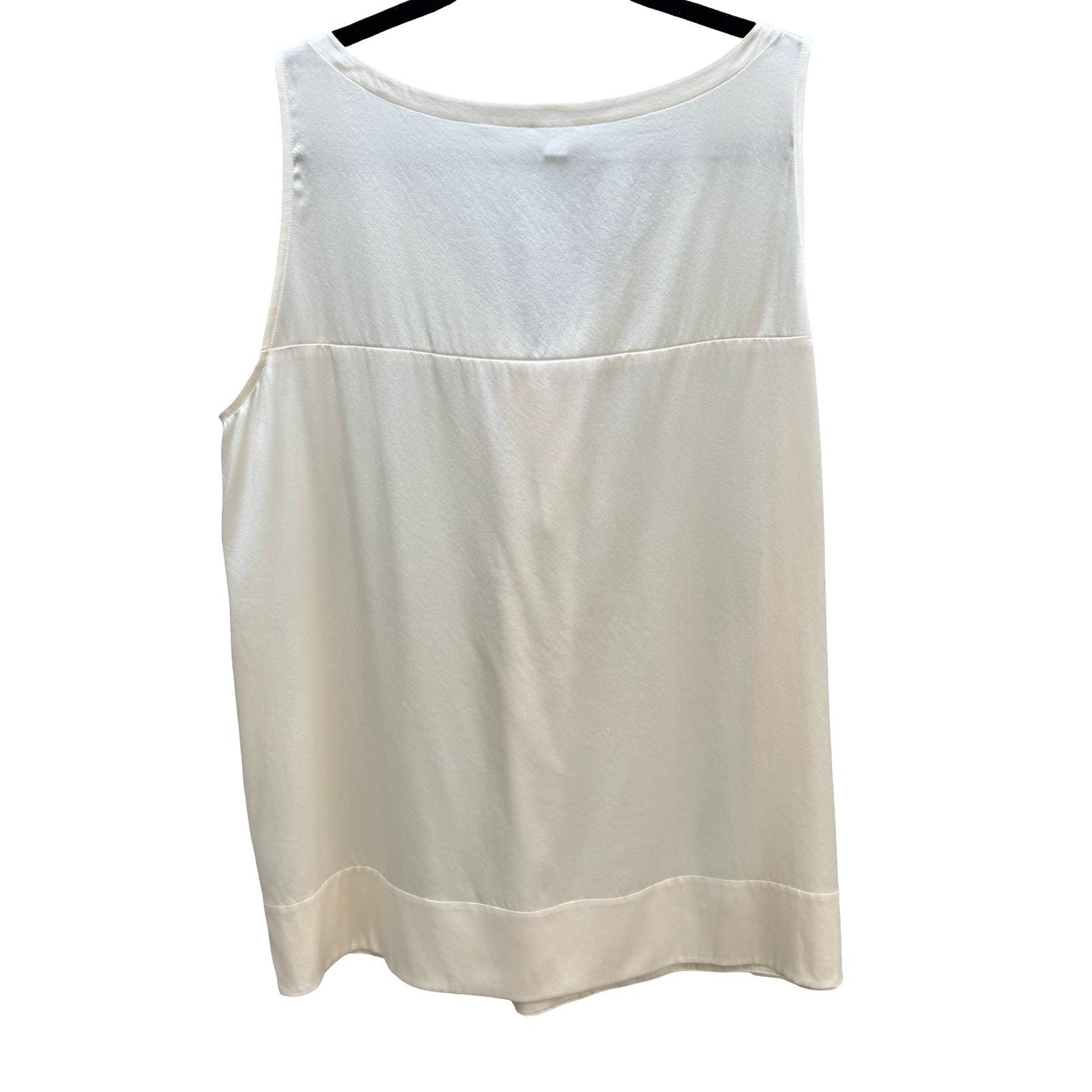 Eileen Fisher Silk Charmeuse Stretch Minimalist Luxury Basic Tunic Ivory L NEW