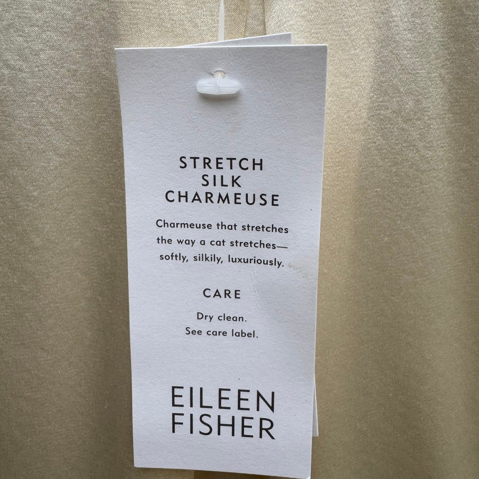 Eileen Fisher Silk Charmeuse Stretch Minimalist Luxury Basic Tunic Ivory L NEW