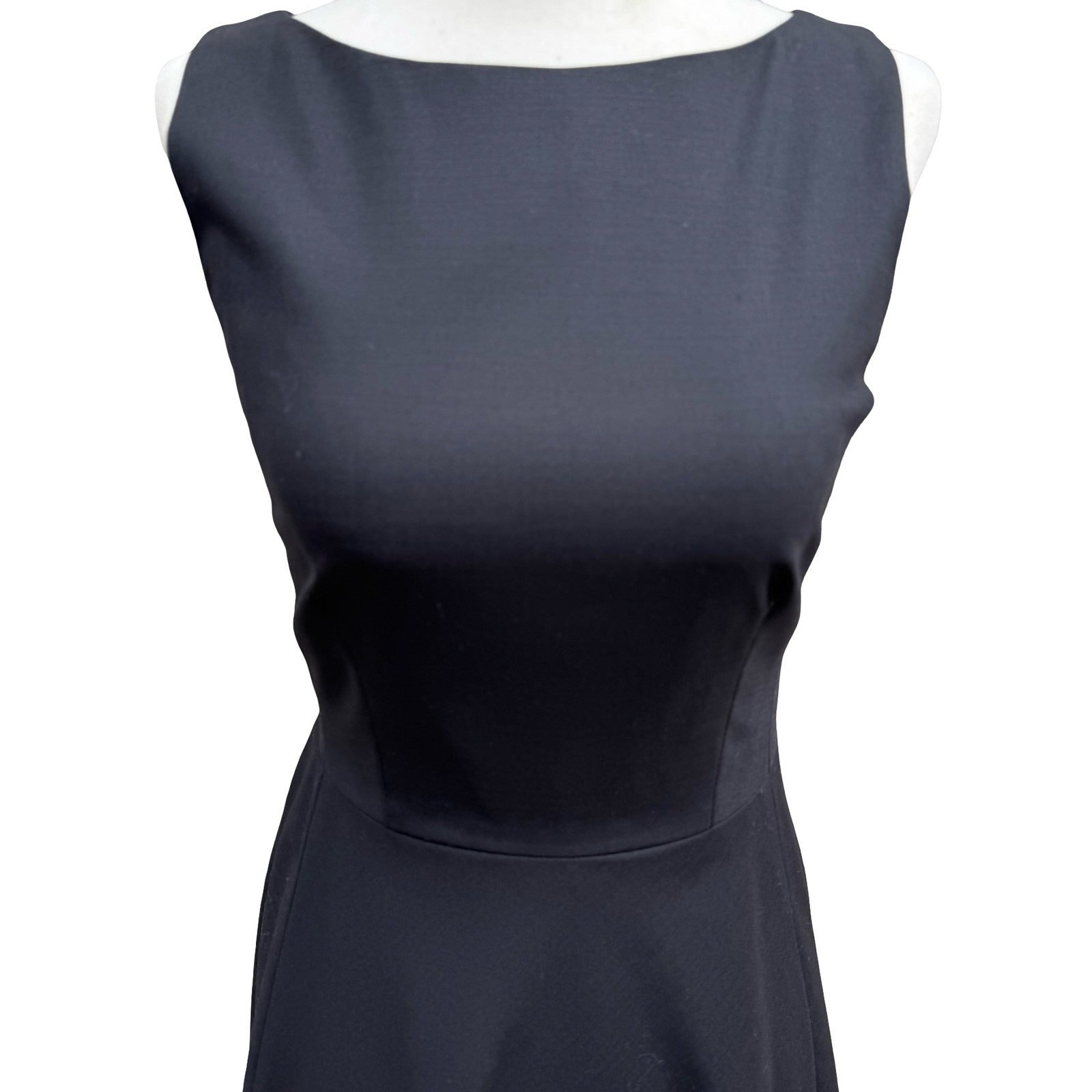 Banana Republic Minimalist Wool Blend Old Money Fit Flare Boat Neck Dress LBD 0