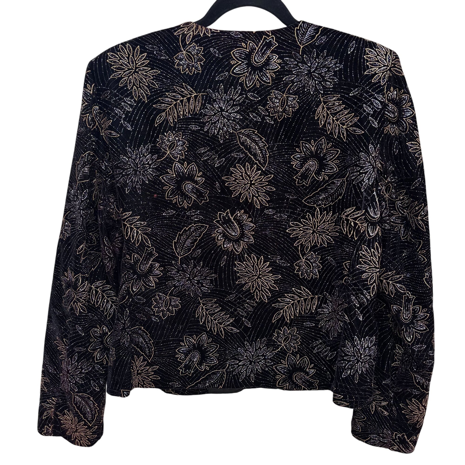 Norton McNaughton Vintage Womens Black & Gold Floral Button-Up Blazer Jacket 10