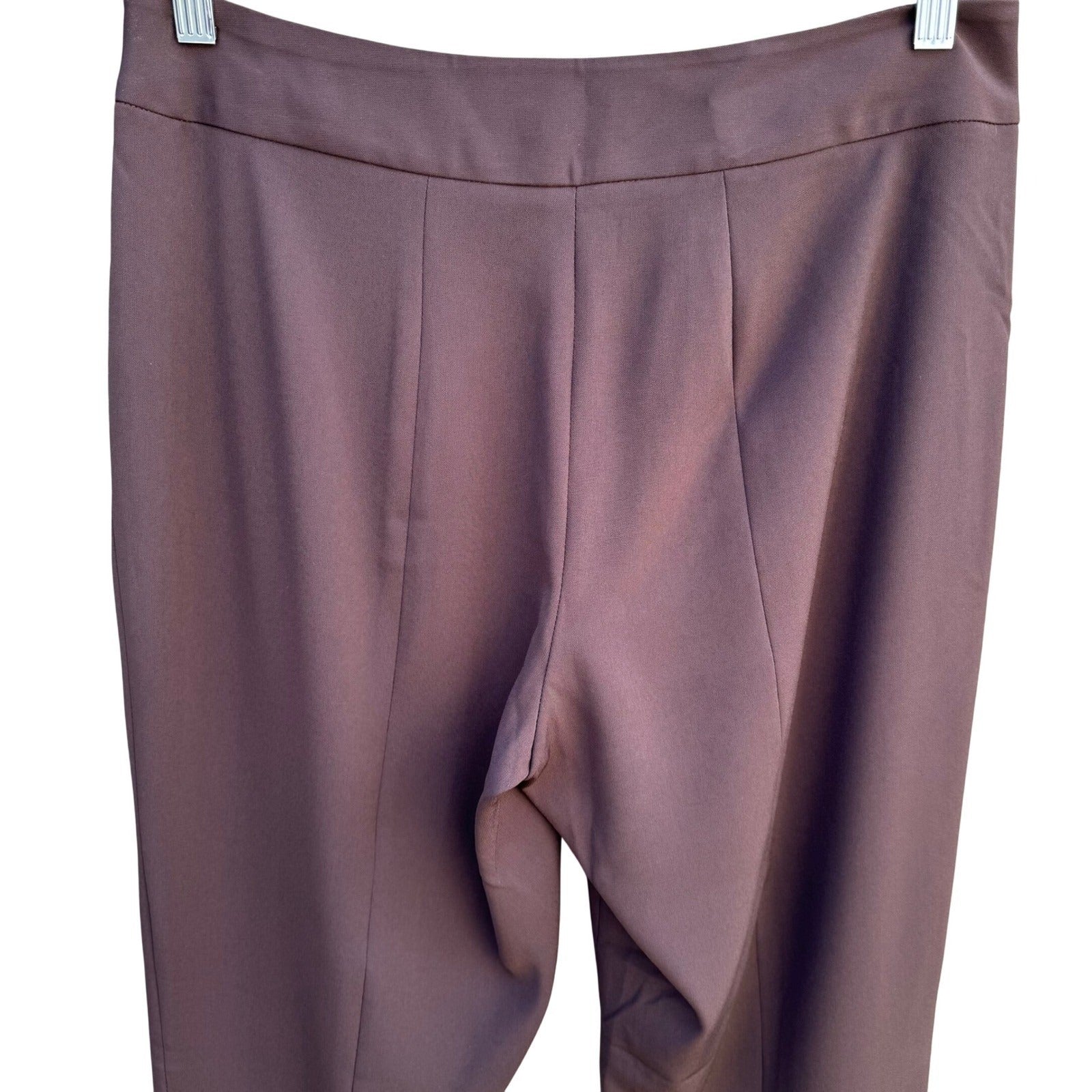 Enough About Me Y2K Brown Flare Leg Trousers Split Hem Dress Pants Womens 8