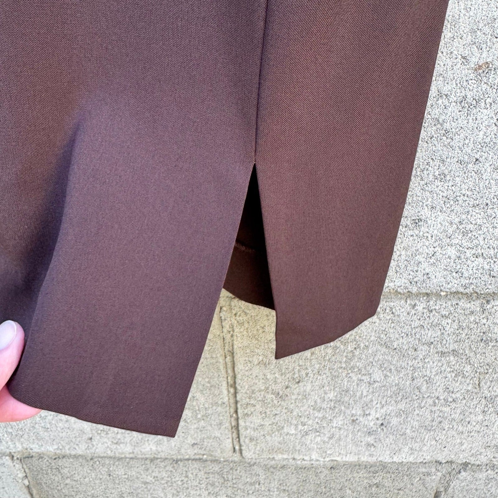 Enough About Me Y2K Brown Flare Leg Trousers Split Hem Dress Pants Womens 8