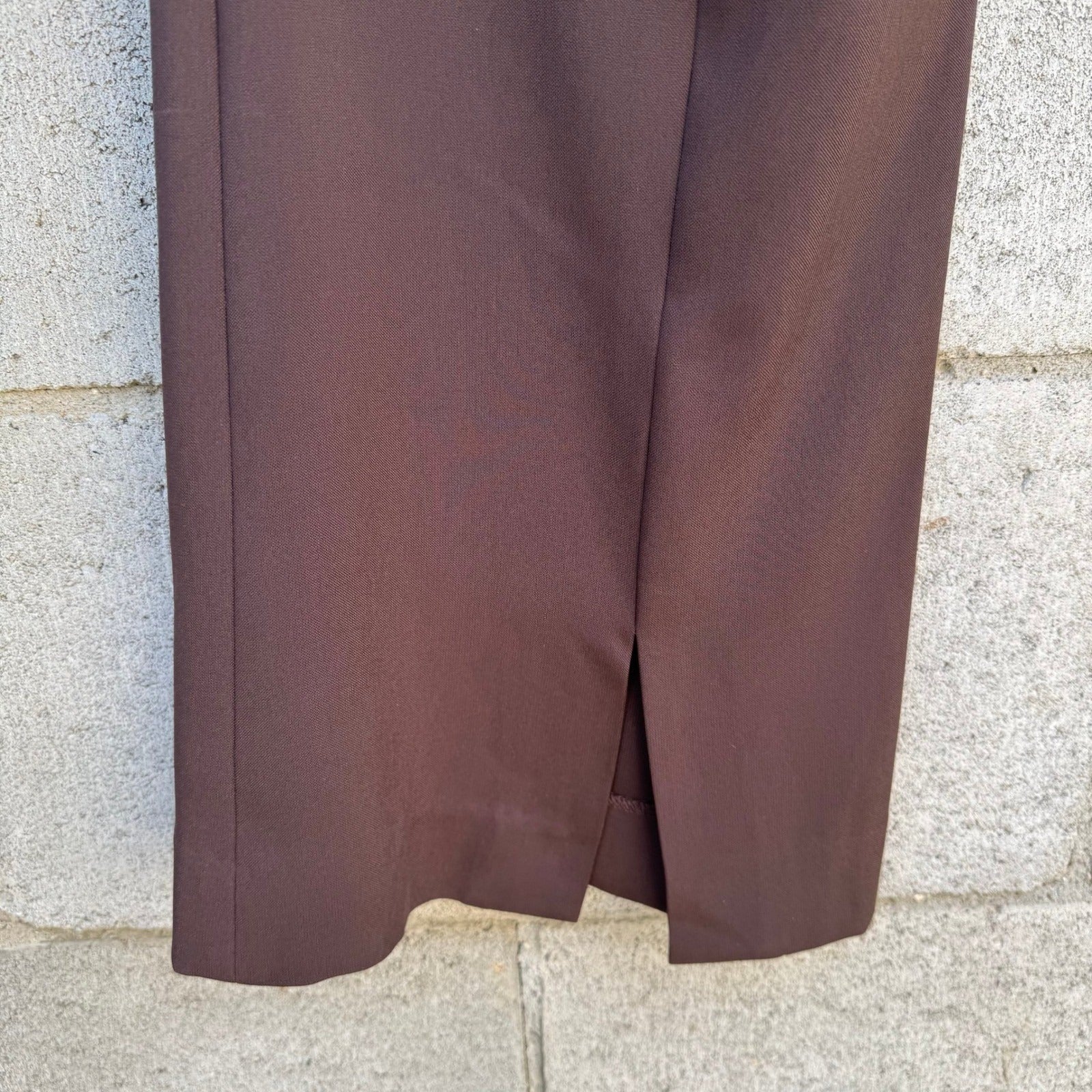 Enough About Me Y2K Brown Flare Leg Trousers Split Hem Dress Pants Womens 8