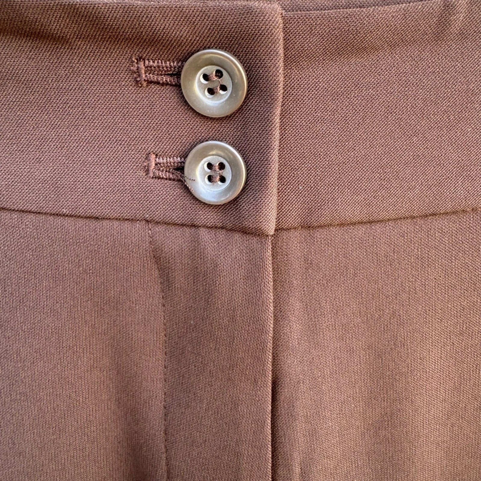 Enough About Me Y2K Brown Flare Leg Trousers Split Hem Dress Pants Womens 8