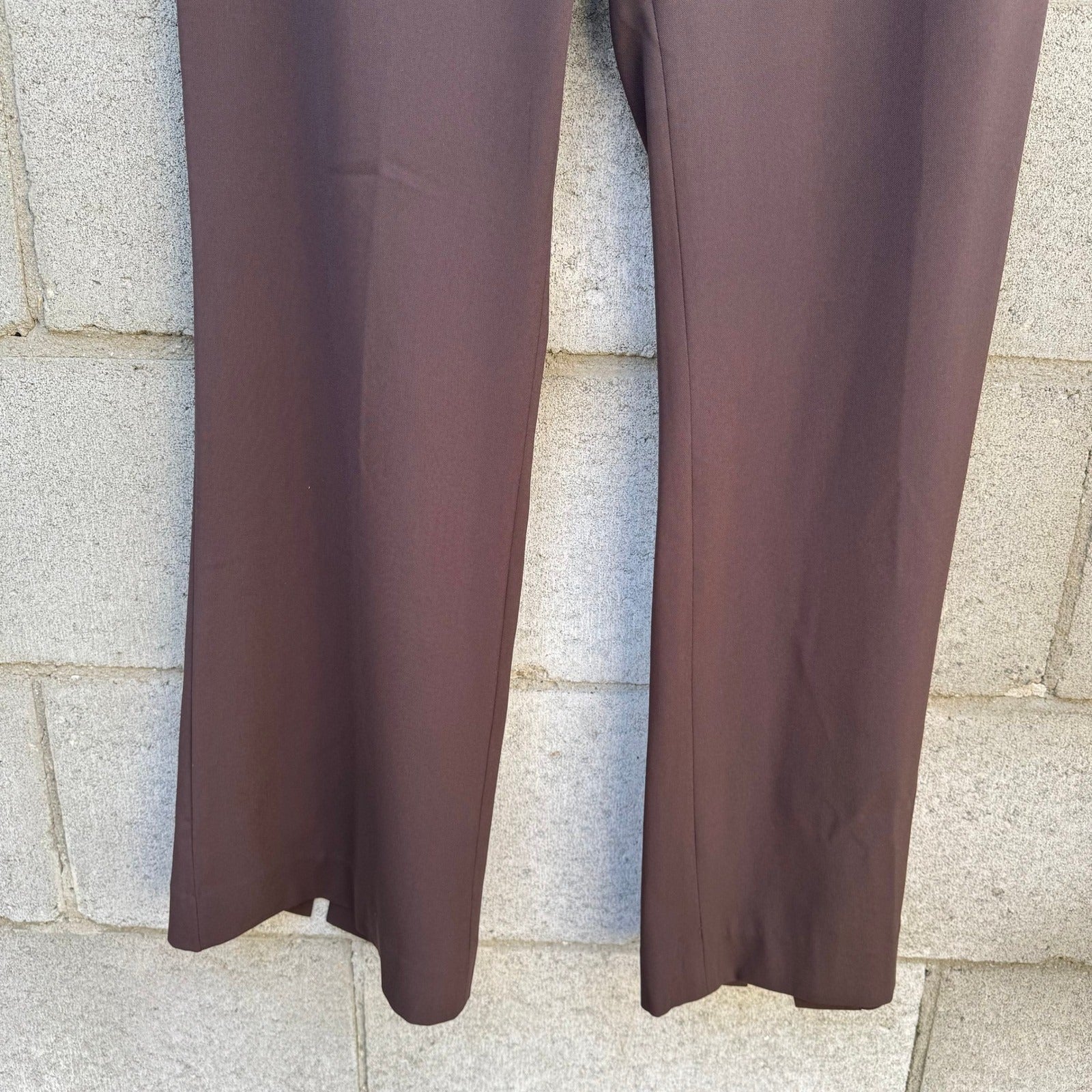 Enough About Me Y2K Brown Flare Leg Trousers Split Hem Dress Pants Womens 8