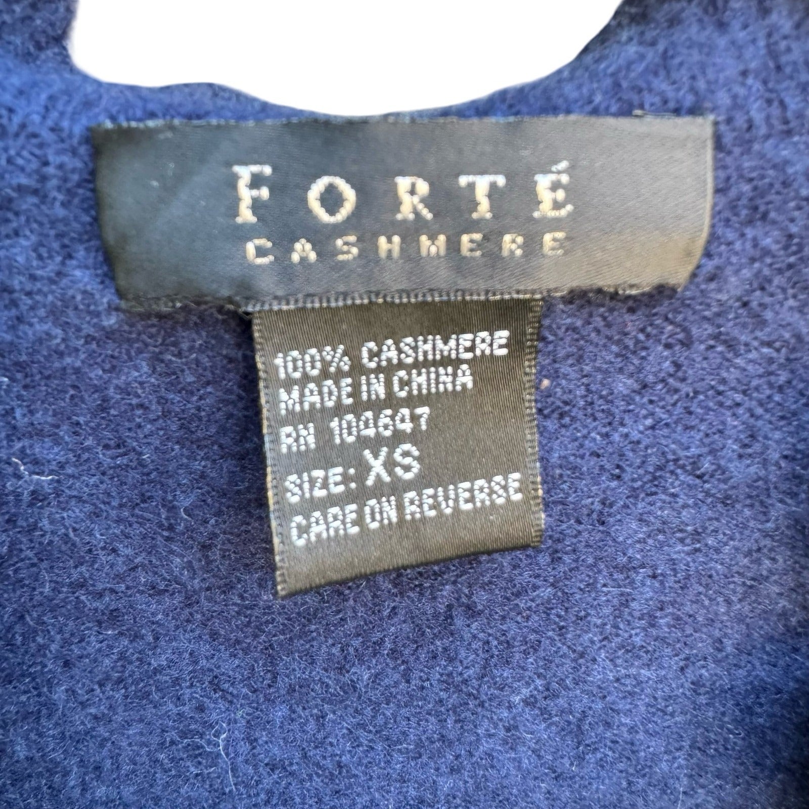 Forte Cashmere Coquette Quiet Luxury Ruffle Open Front Cardigan Sweater Navy XS
