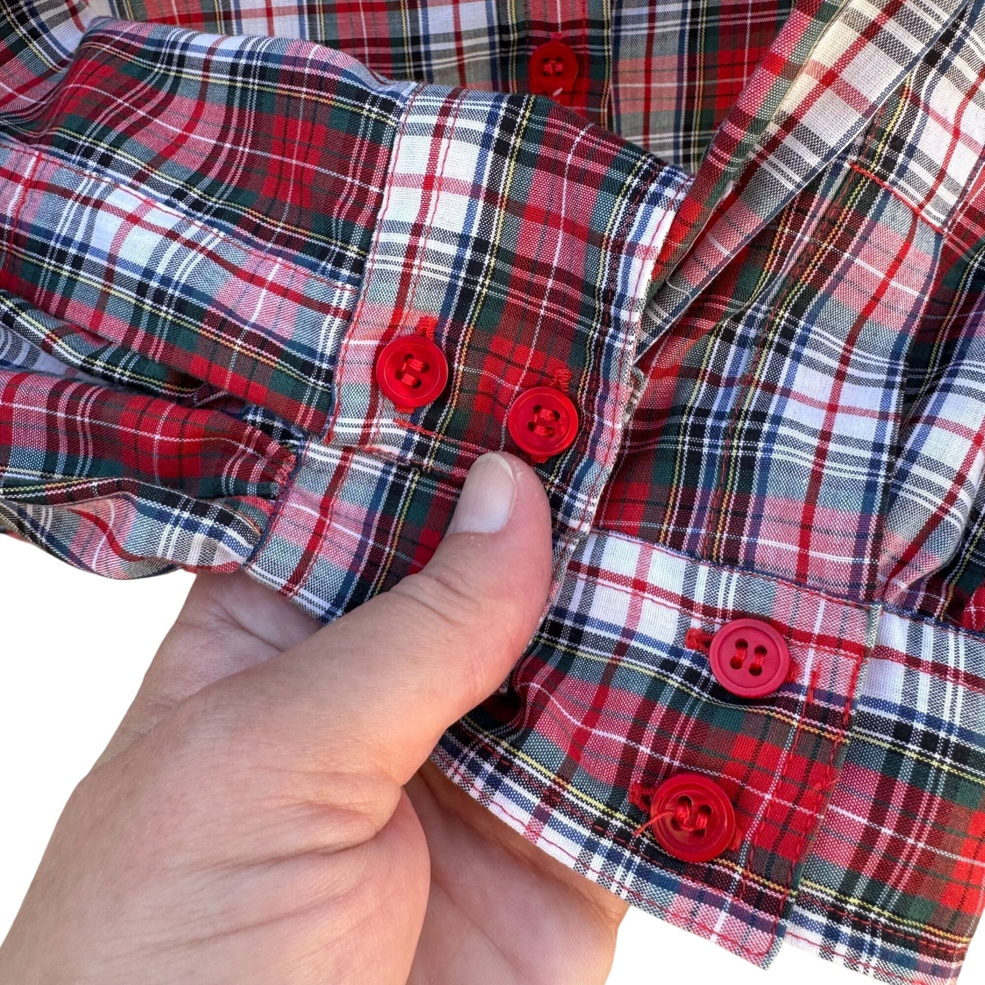 The Fox Collection Womens Red Plaid Button-Up Long Sleeve Cotton Blend Shirt 16