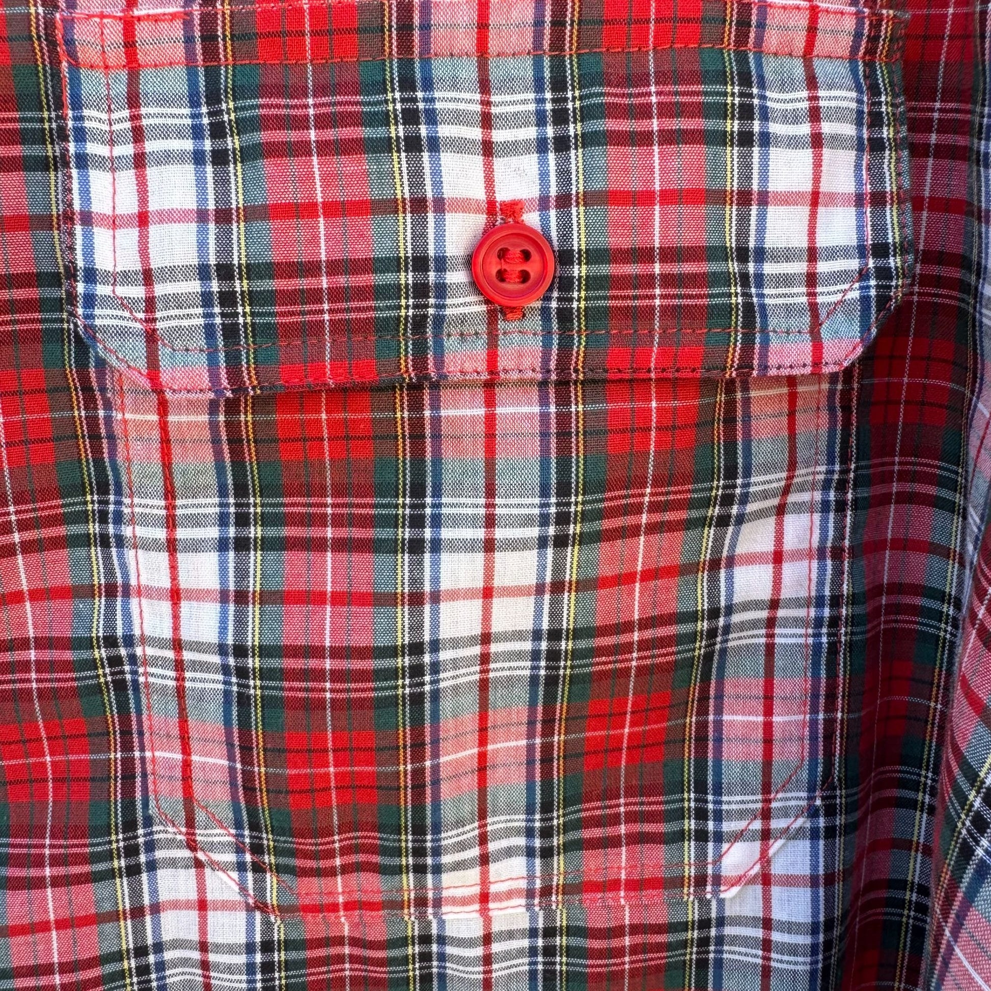 The Fox Collection Womens Red Plaid Button-Up Long Sleeve Cotton Blend Shirt 16
