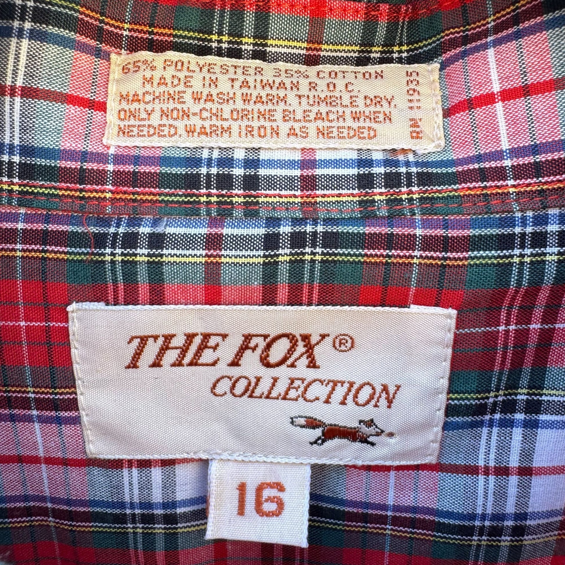 The Fox Collection Womens Red Plaid Button-Up Long Sleeve Cotton Blend Shirt 16