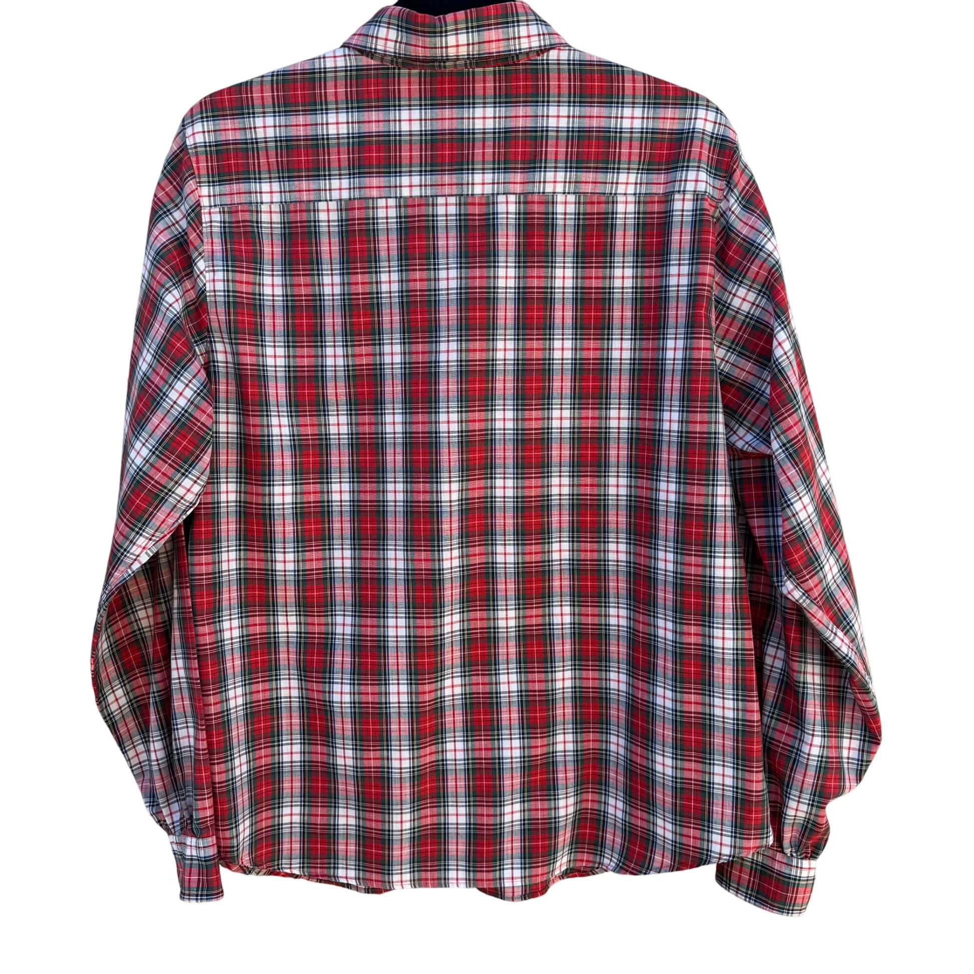 The Fox Collection Womens Red Plaid Button-Up Long Sleeve Cotton Blend Shirt 16