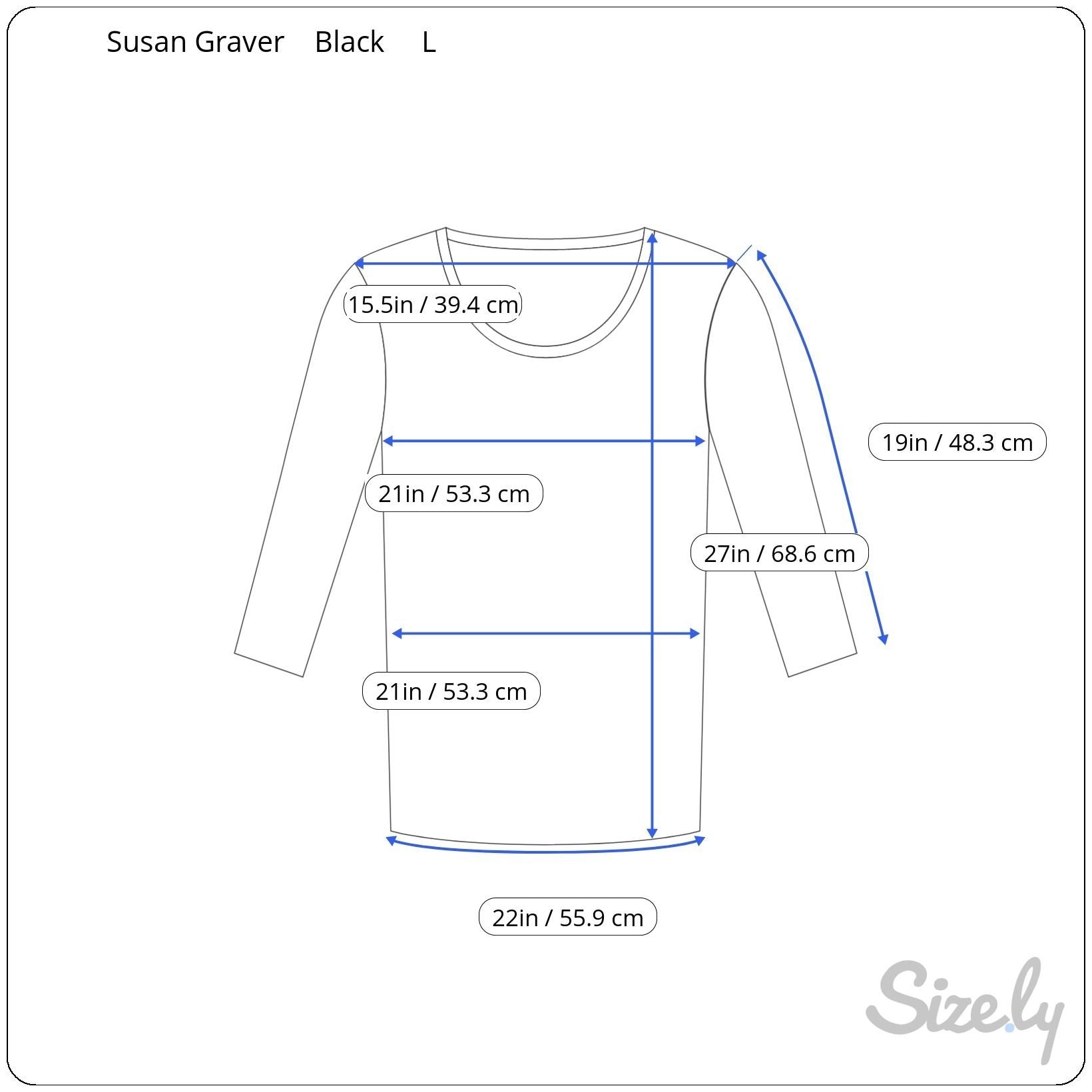 Susan Graver Womens Black Ruffle Front 3/4 Sleeve Knit Cotton Spandex Top L