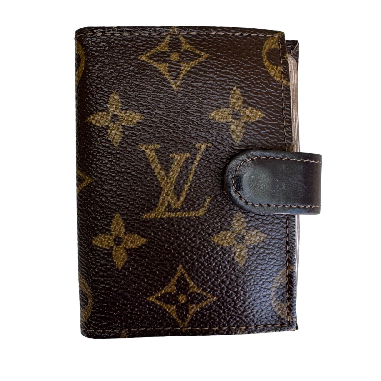 Louis Vuitton Monogram Canvas Vintage Card Holder Wallet Photo Album Snap Close