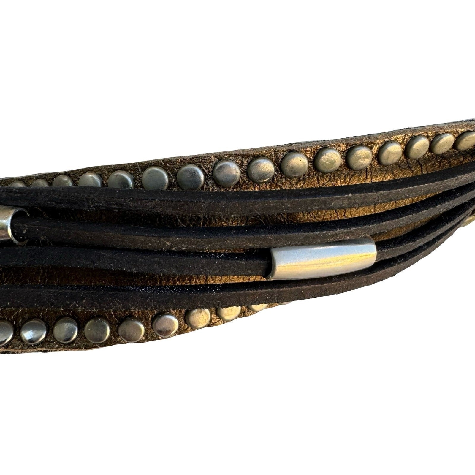 Lily Farouche Bronze Leather Studded Western Belt Star Winged Buckle Size 2