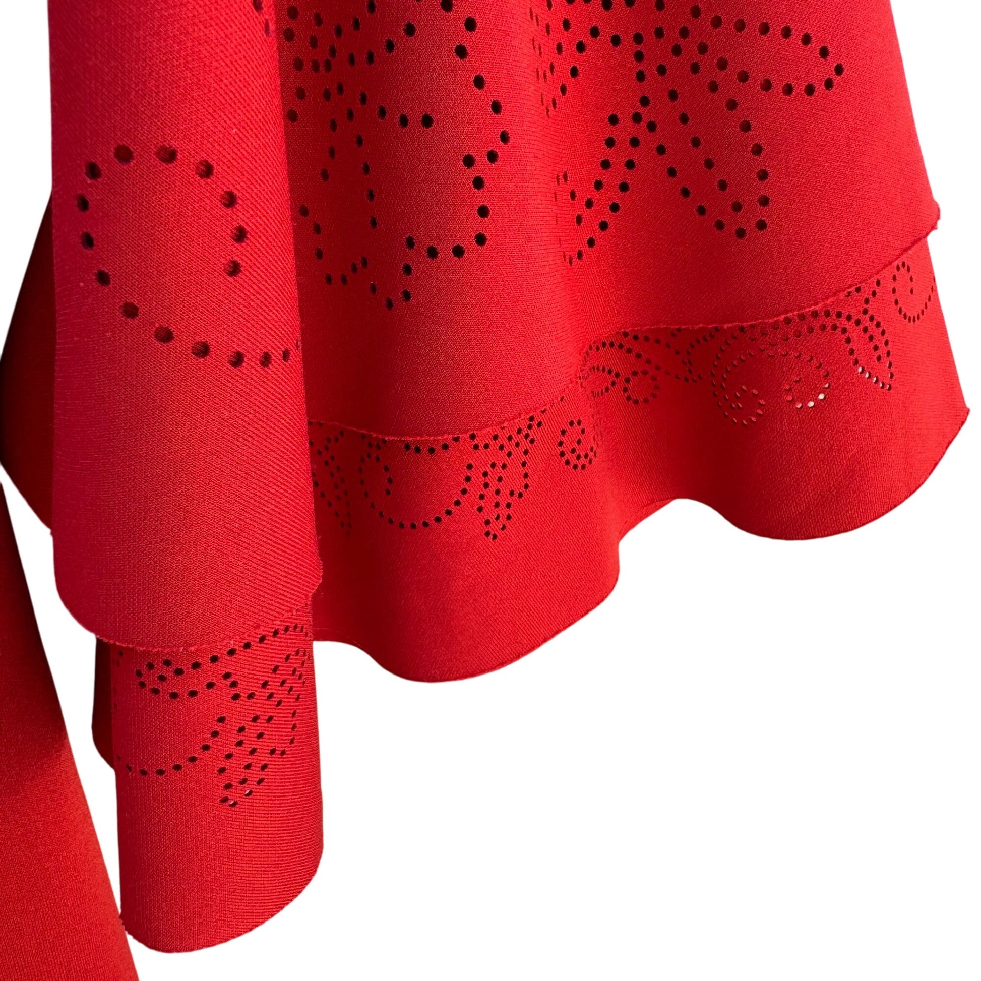 Alfani Red Bell Sleeve Scoop Neck Floral Cutouts Knee-Length Shift Dress 6P