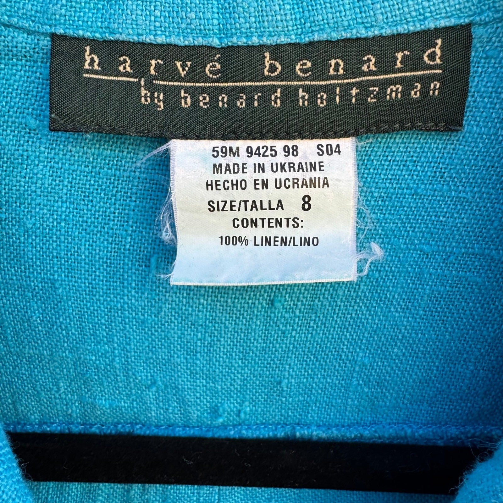 Harve Benard Turquoise 100% Linen 2 Piece Shirt and Tank Top Set Womens 8