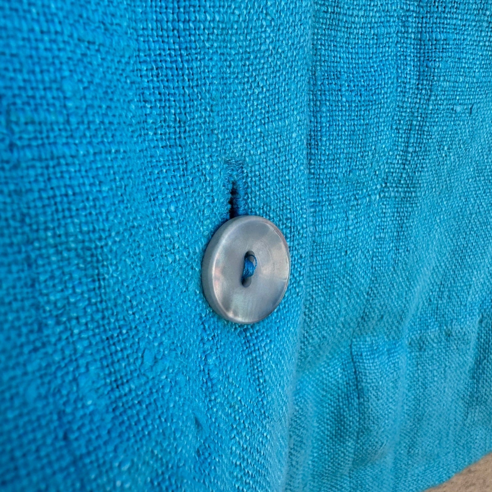 Harve Benard Turquoise 100% Linen 2 Piece Shirt and Tank Top Set Womens 8