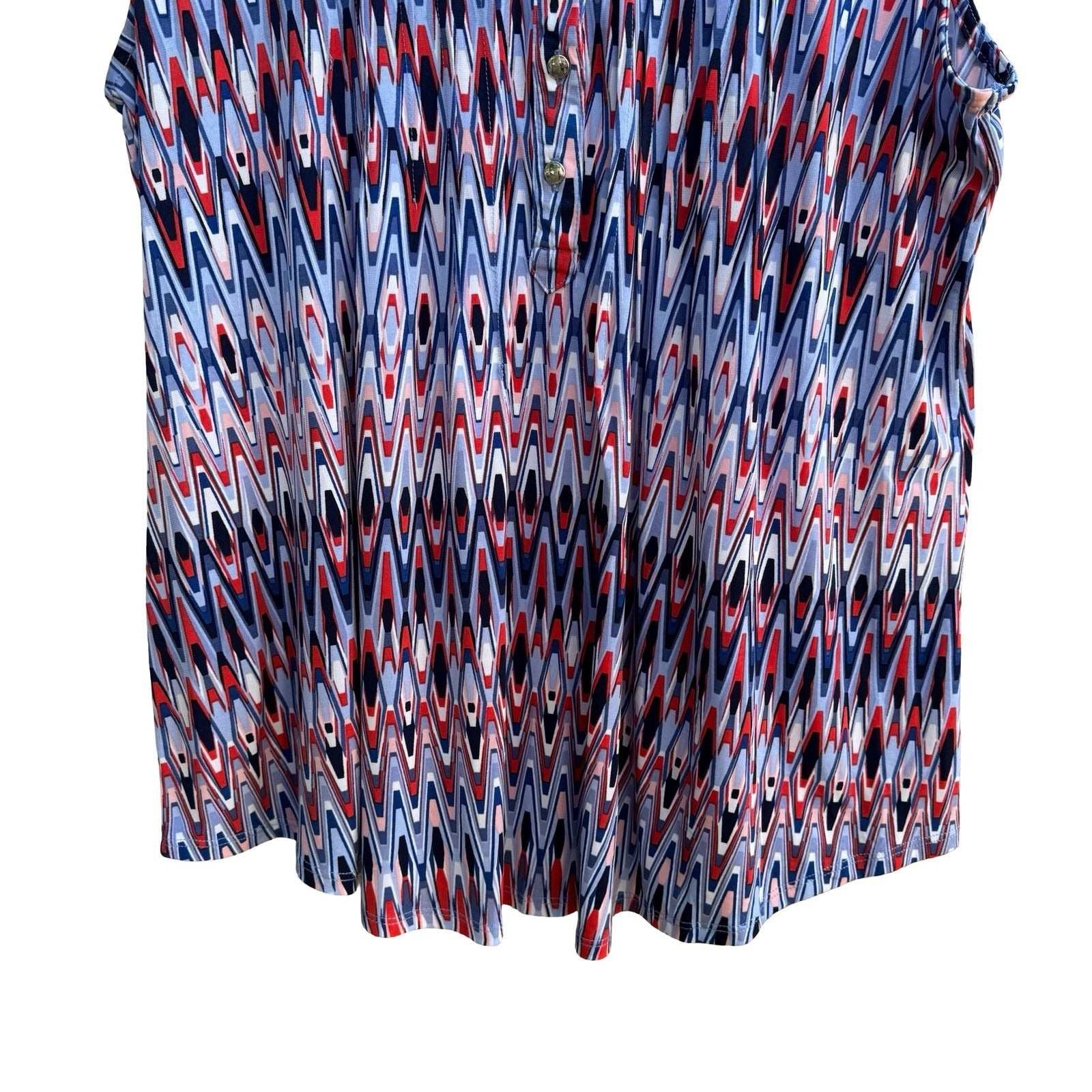Cocomo Mod Professional Flowy Workwear Sleeveless Geometric Chevron Blouse XL