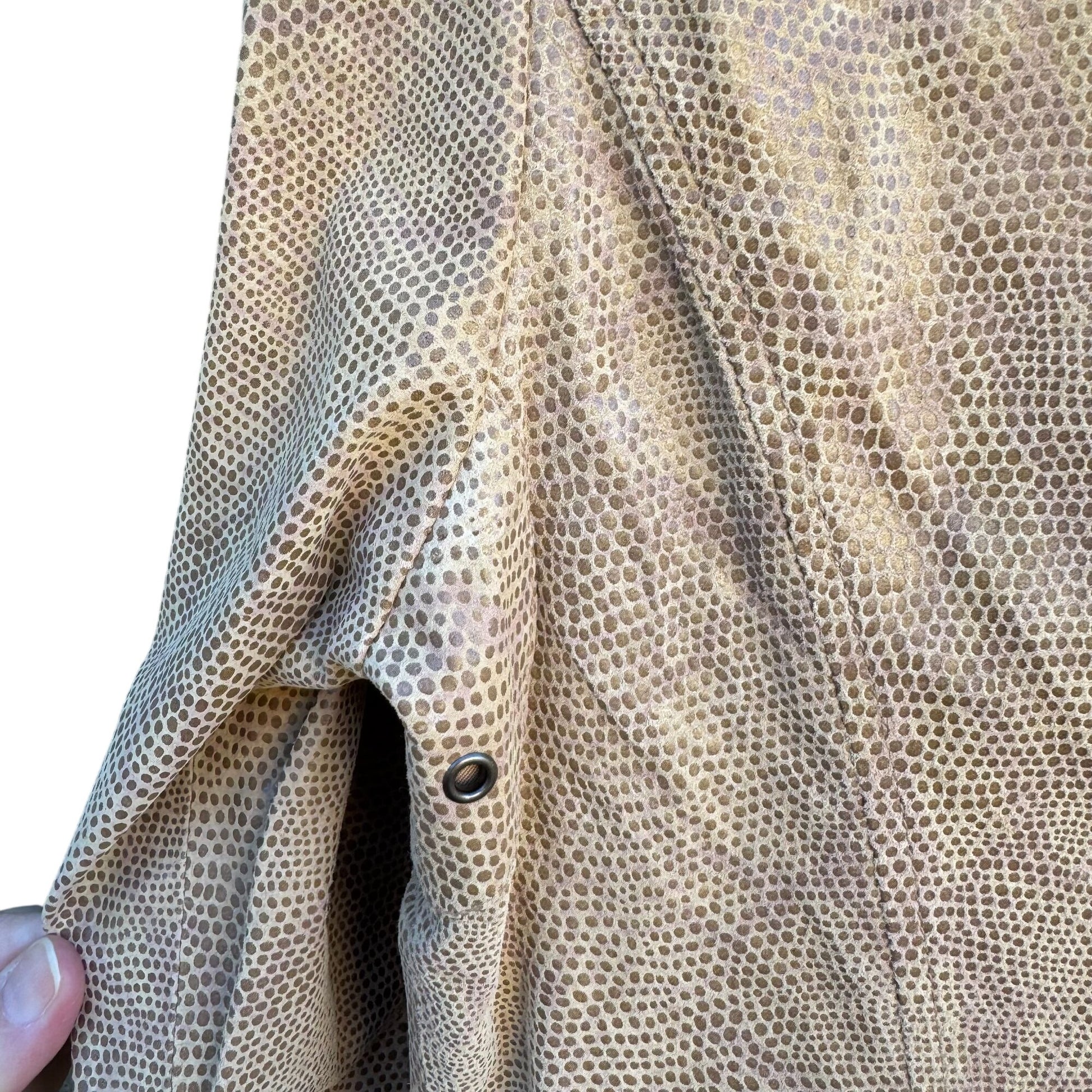 Terry Lewis Classic Luxuries Lizard Embossed Leather Bomber Jacket Zip Pockets S