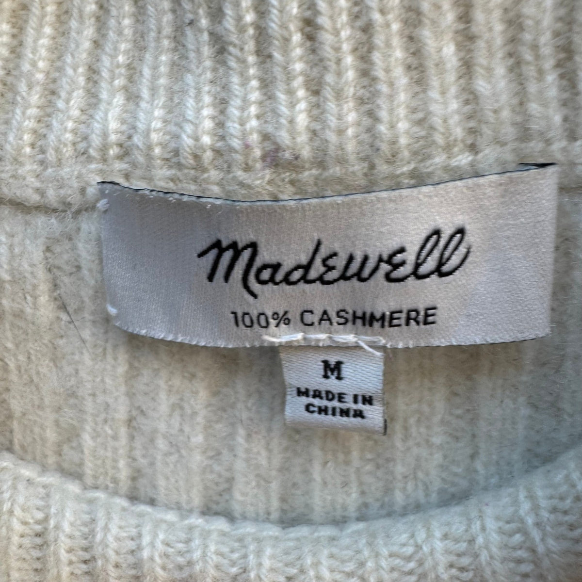 Madewell 100% Cashmere Quiet Luxury Minimalist Ribbed Mock Neck Crop Sweater M