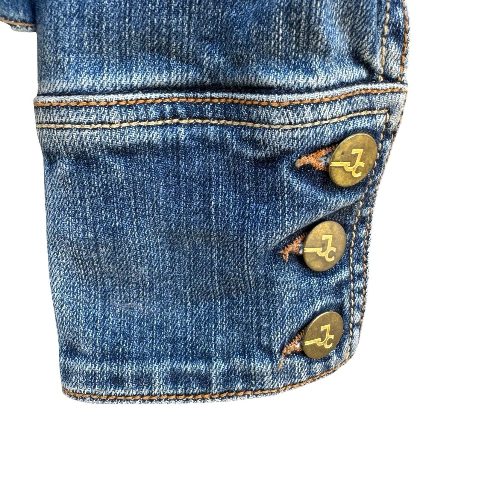 JC Denim Y2K Angel Wing Rocker Edgy Moto Indie Glam Embroidered Denim Jacket S
