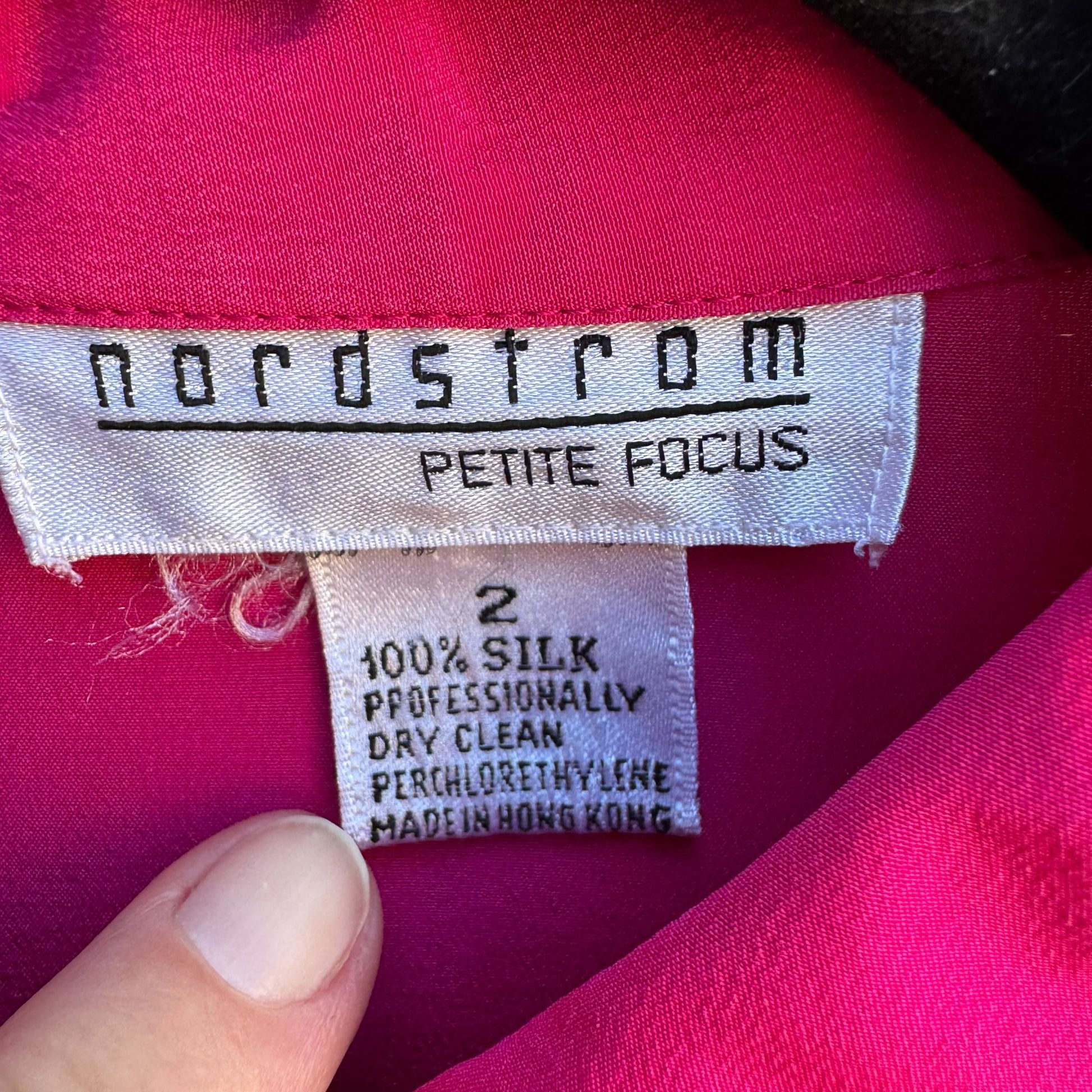 Nordstrom Vintage Womens 2 Silk Pink Long Sleeve Shirt Blouse Preppy Old Money