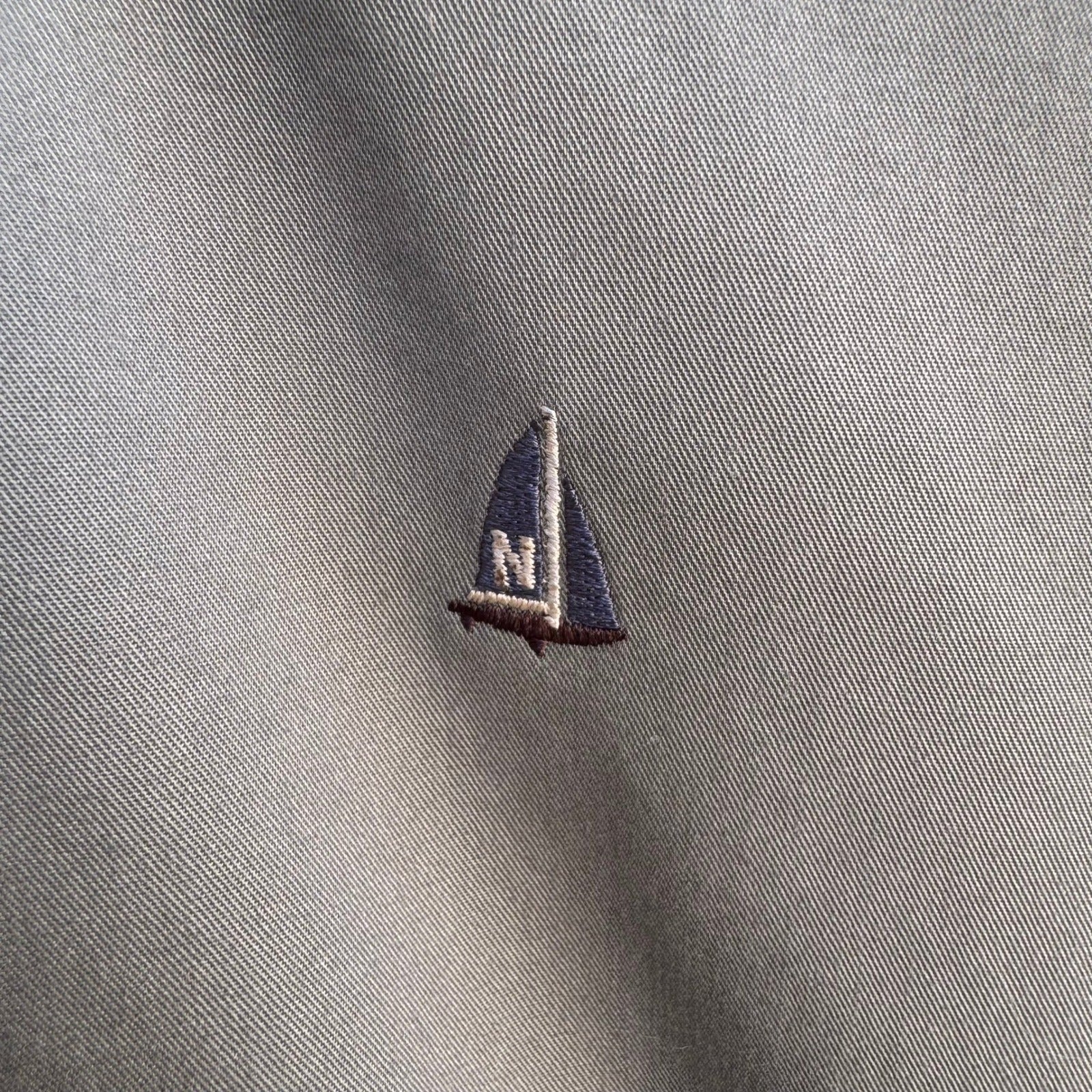 Nordstrom Smartcare Mens Long Sleeve Button Down Shirt Grey Cotton Sailboat Logo