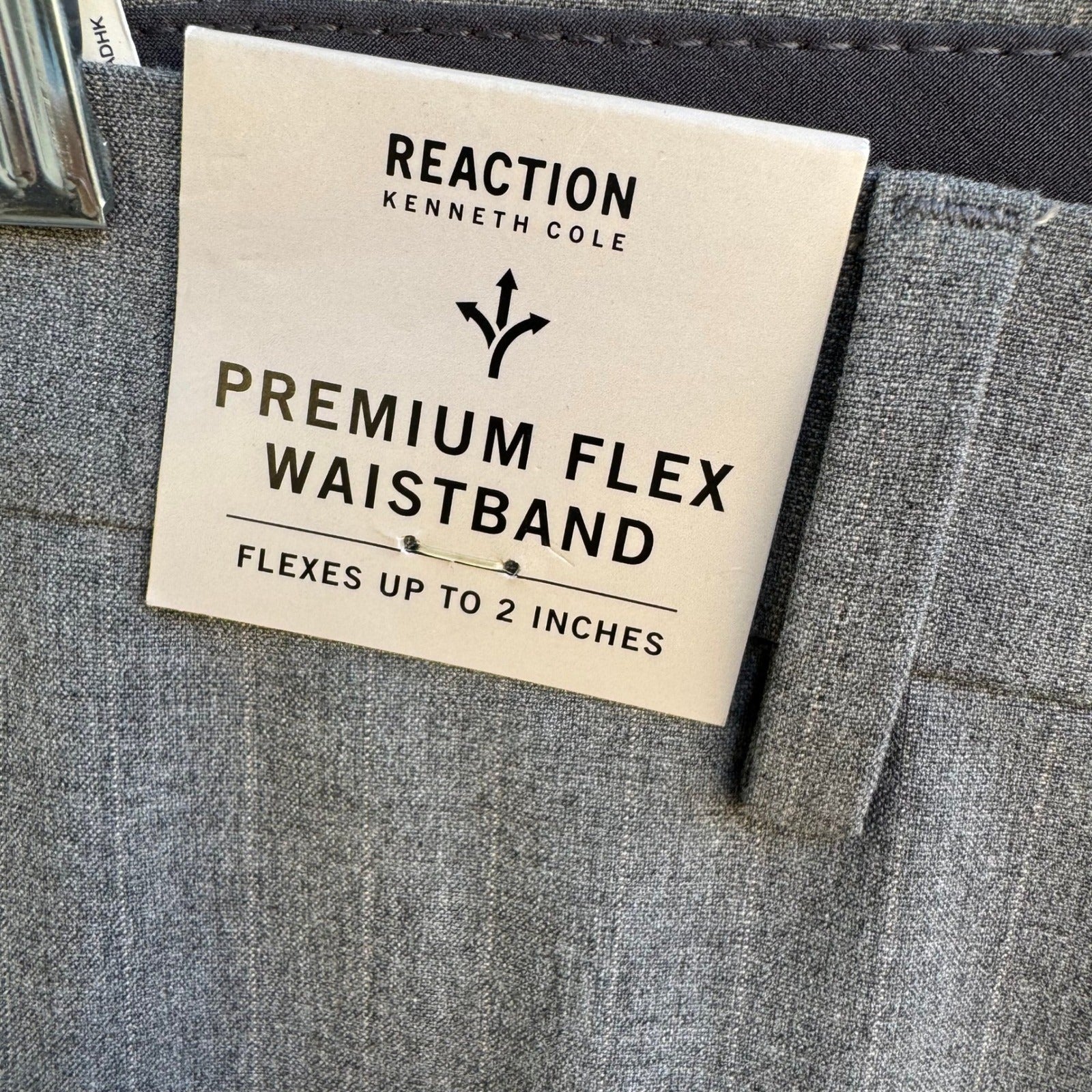 Kenneth Cole Reaction Mens Slim Fit Stretch Dress Pant Grey 30x32 Minimalist NEW