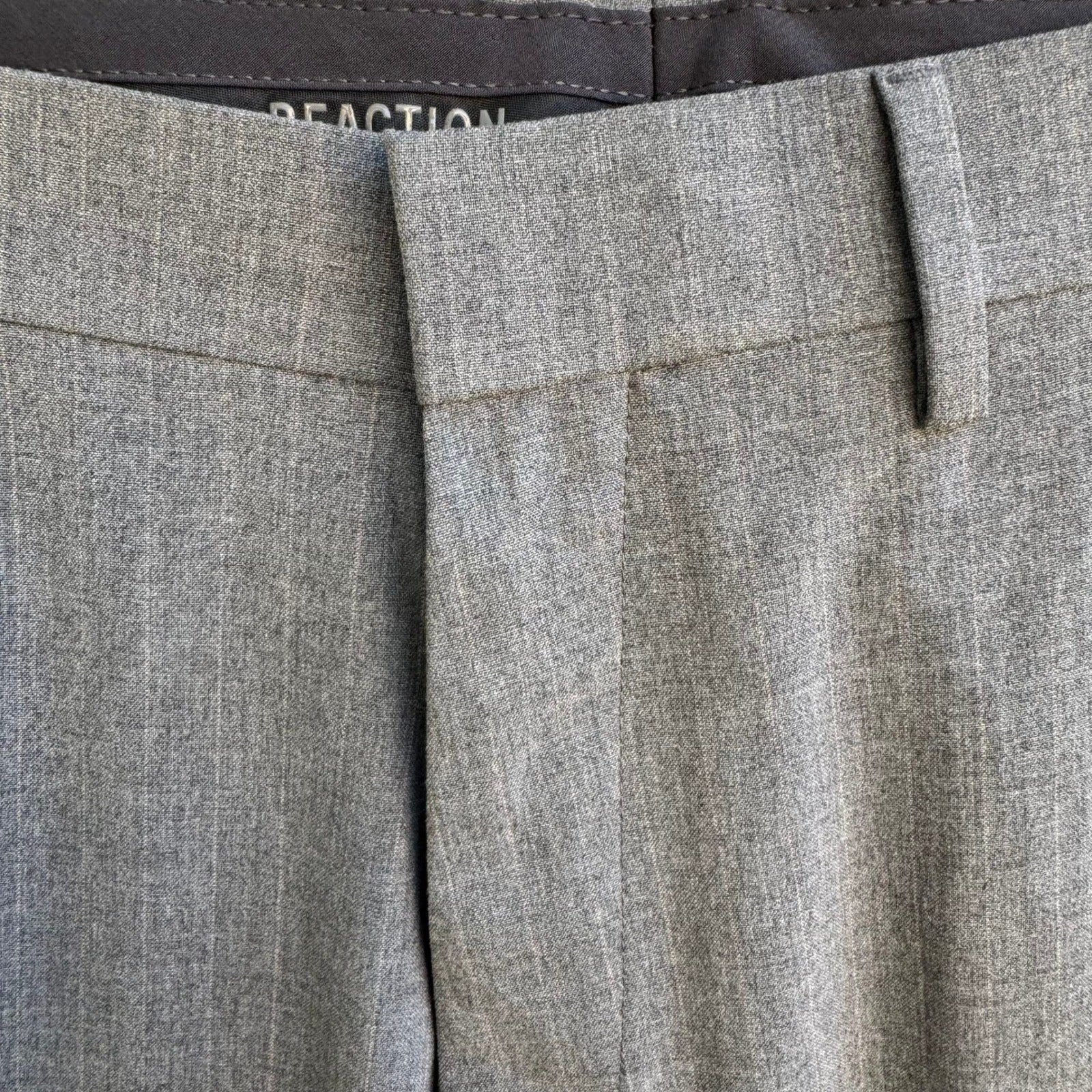 Kenneth Cole Reaction Mens Slim Fit Stretch Dress Pant Grey 30x32 Minimalist NEW