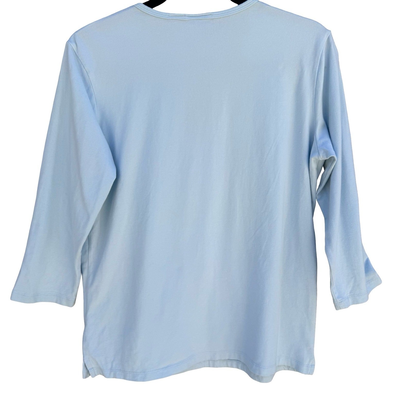 Sutton Studio V-Neck 3/4 Sleeve Minimalist Layering Top Womens Pastel Blue XL