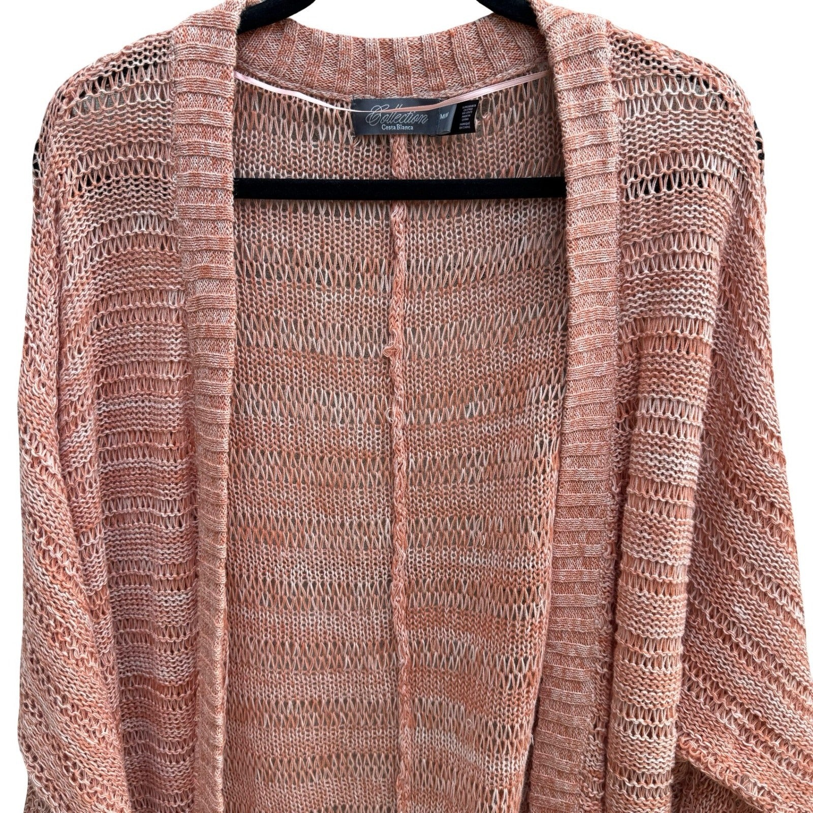 Costa Blanca Boho Coastal Beachy Airy Open Knit Batwing Cardigan Sweater Women M