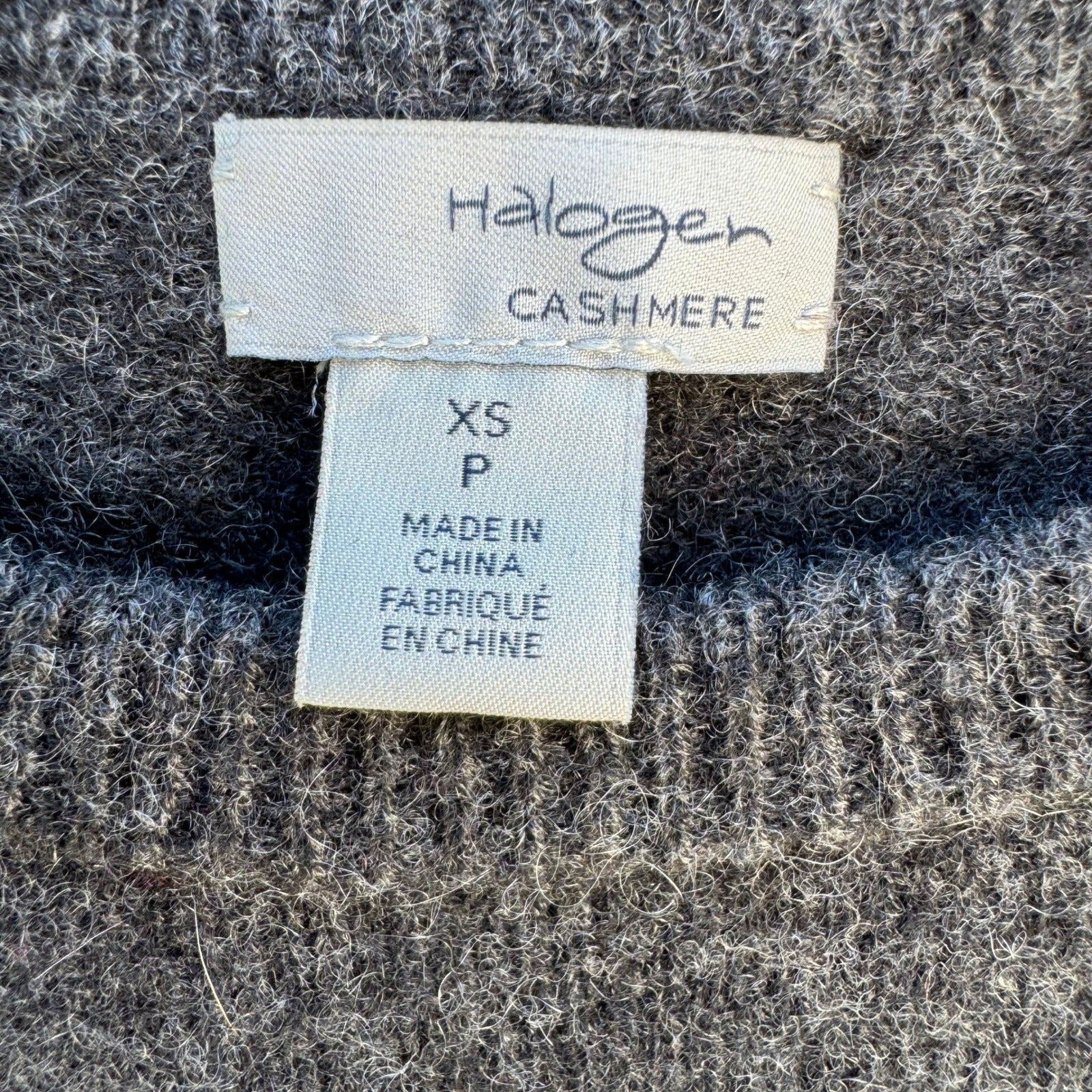 Halogen Cashmere Quiet Luxury Minimalist Preppy Sweater Soft Cozy Gray Womens XS