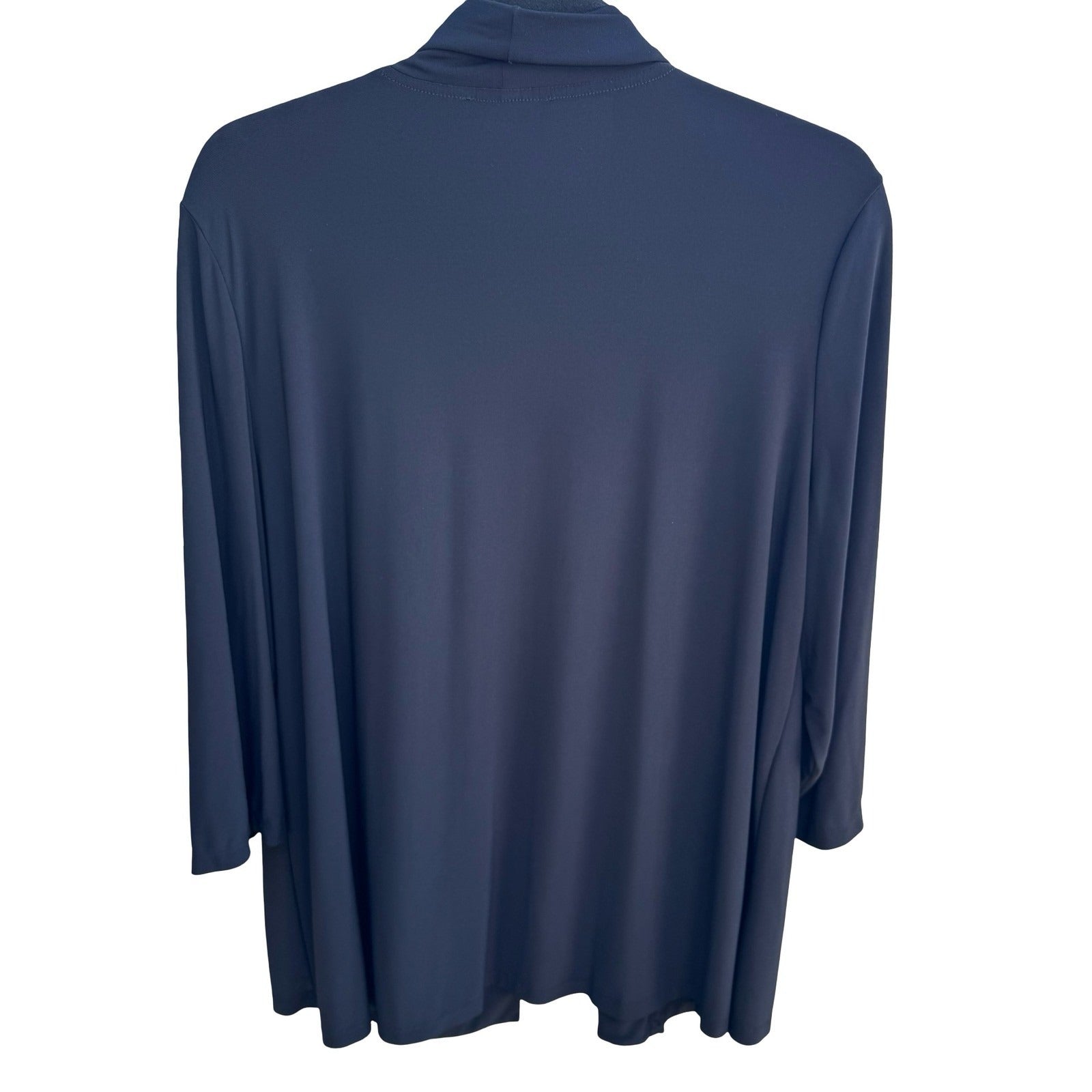 Slinky Brand Minimalist Layering Open Front 3/4 Sleeve Draped Jersey Cardigan
